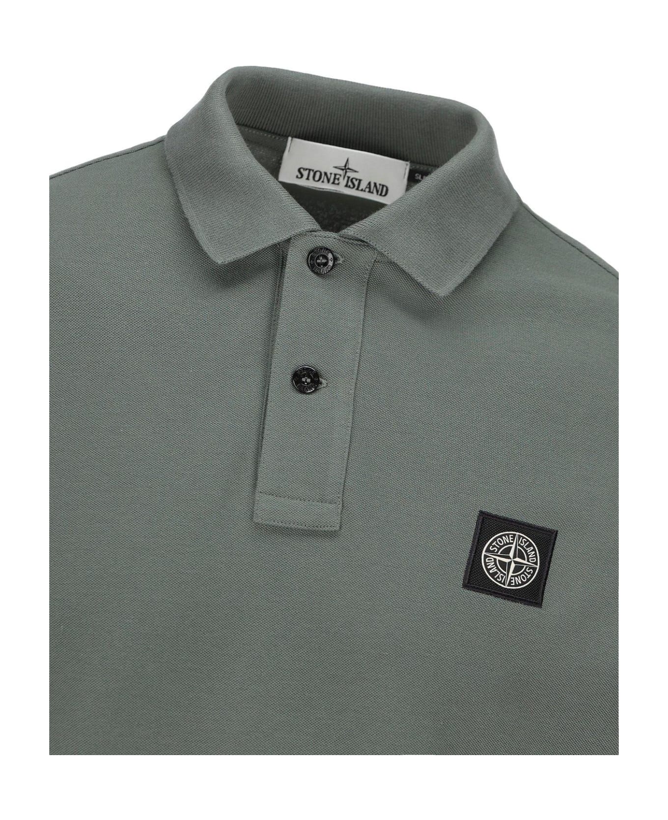Stone Island Compass Patch Short-sleeved Polo Shirt - Green