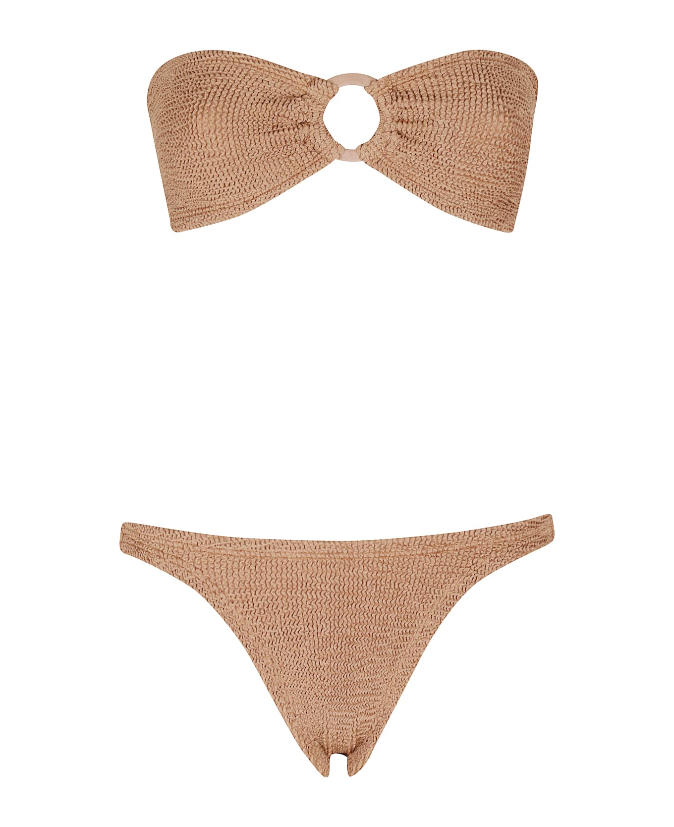 Hunza G Covered Hoops Crinkle Bikini - Mettalic Cocoa
