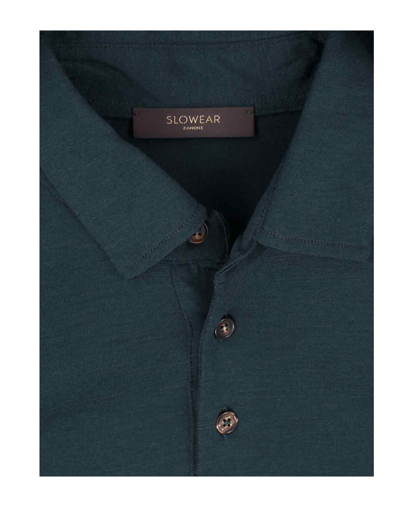 Zanone Virgin Wool Polo Shirt - Green ニットウェア