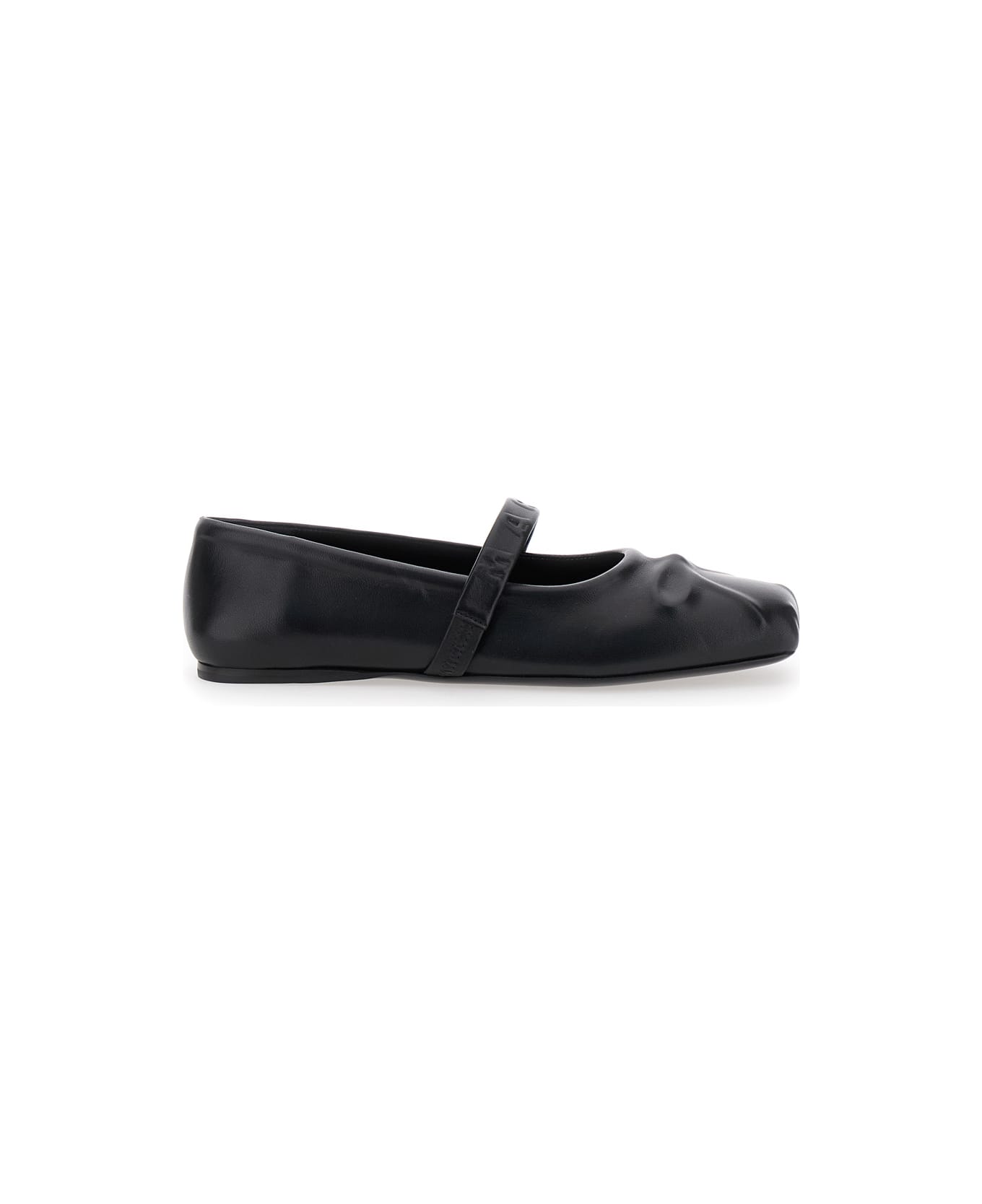 Marni Black Ballerinas With Embossed Bow Detail On The Front In Leather Woman - Black