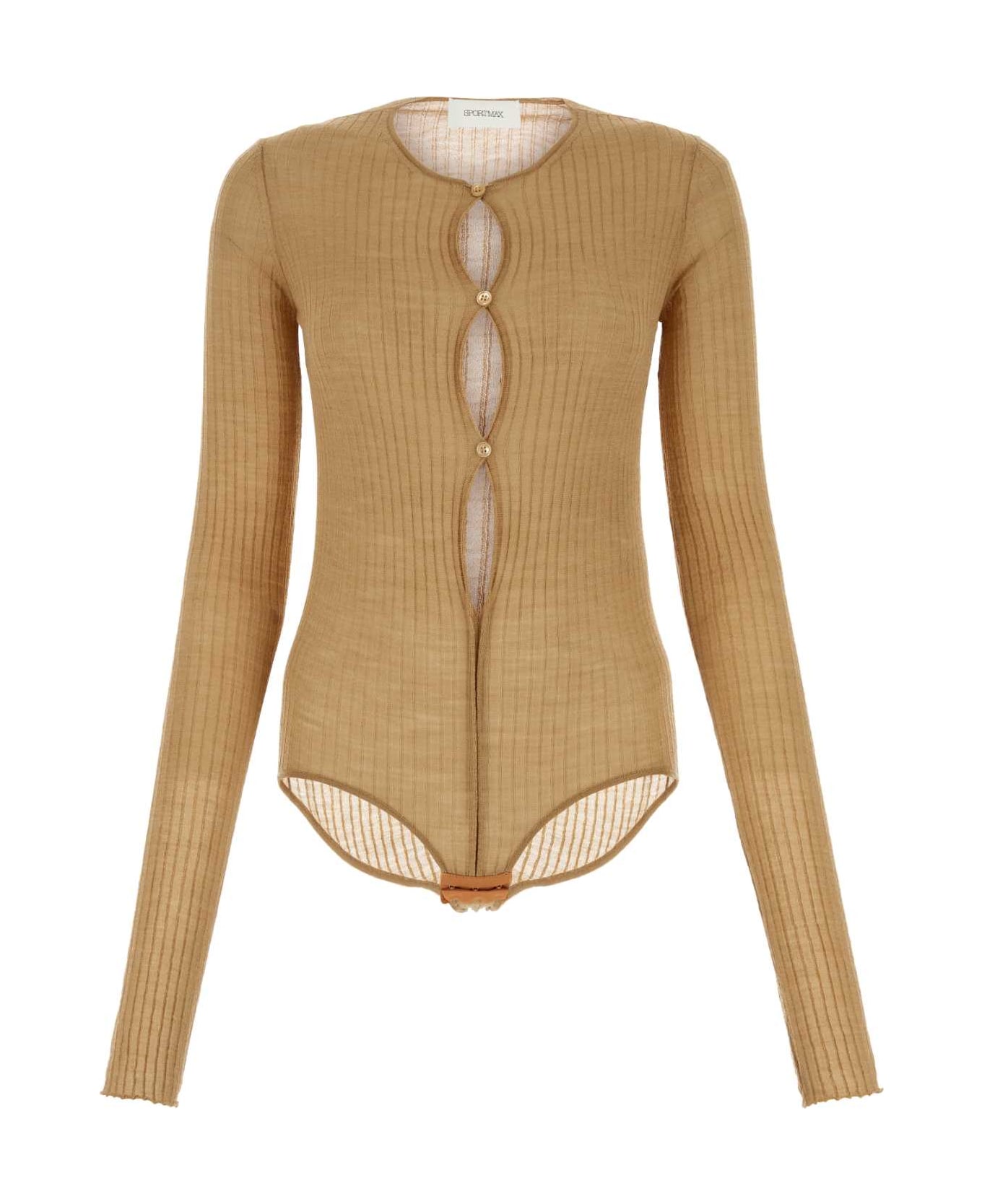 SportMax Biscuit Wool Blend Dinar Bodysuit - BEIGE