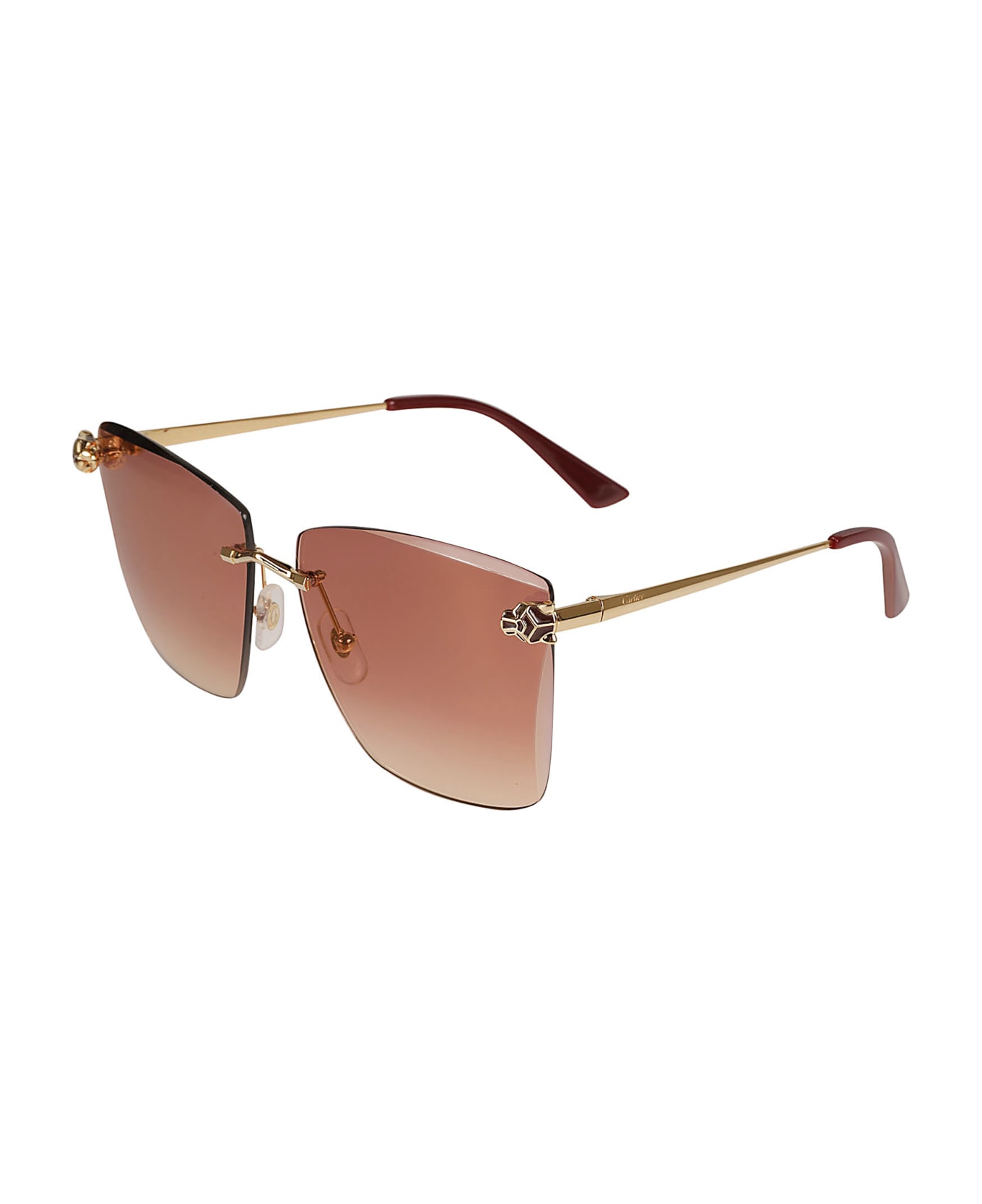 Cartier Eyewear Square Green Sunglasses - Gold/Red