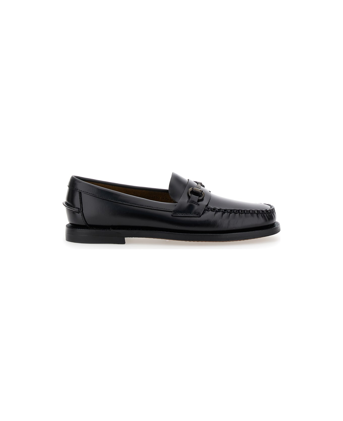 Sebago 'joe' Black Pull-on Loafers With Horsebit Detail In Leather Woman - Black