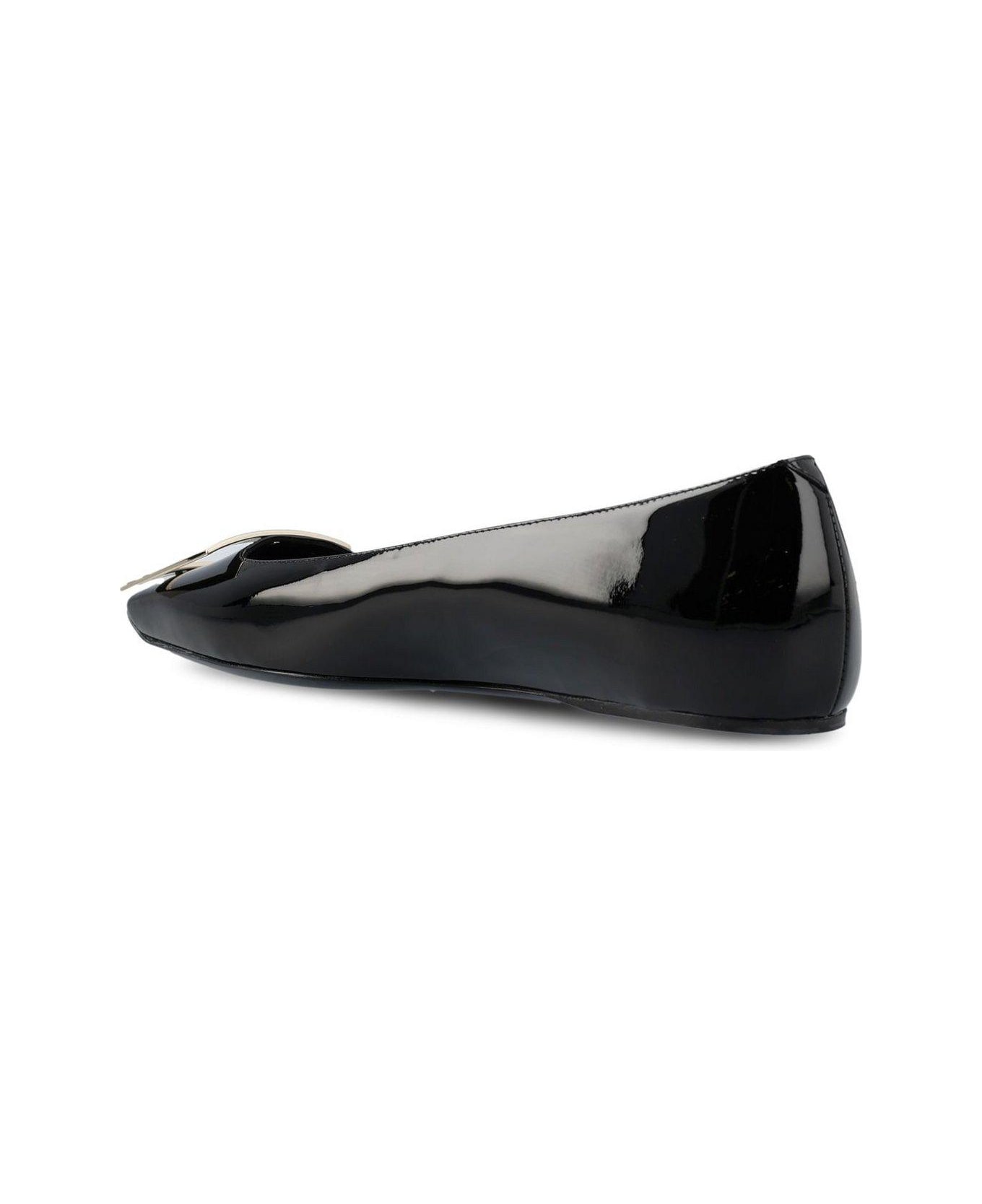 Roger Vivier Trompette Buckle Ballerina Flats - Black