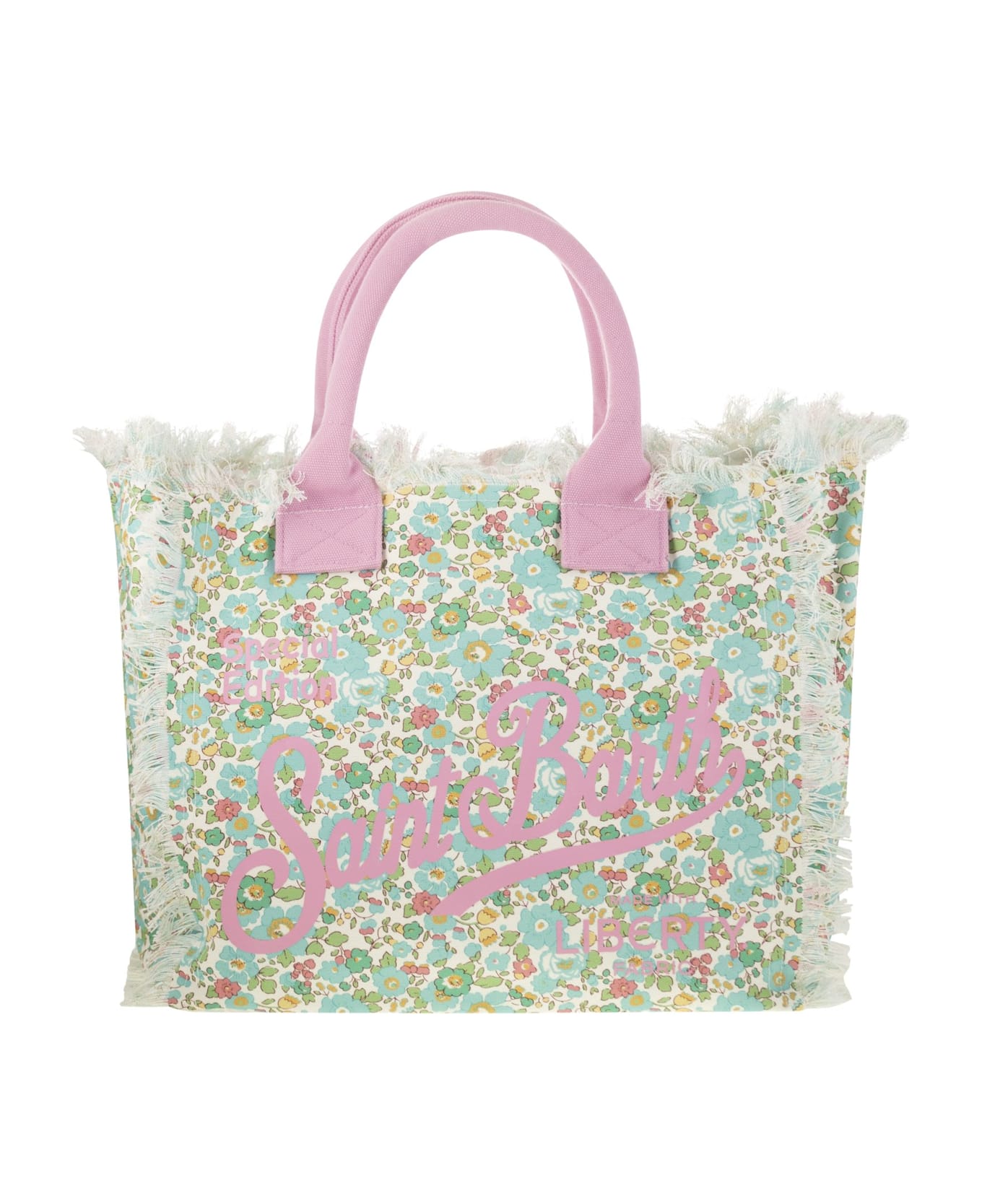 MC2 Saint Barth Vanity - Canvas Bag With Floral Print - Water Green