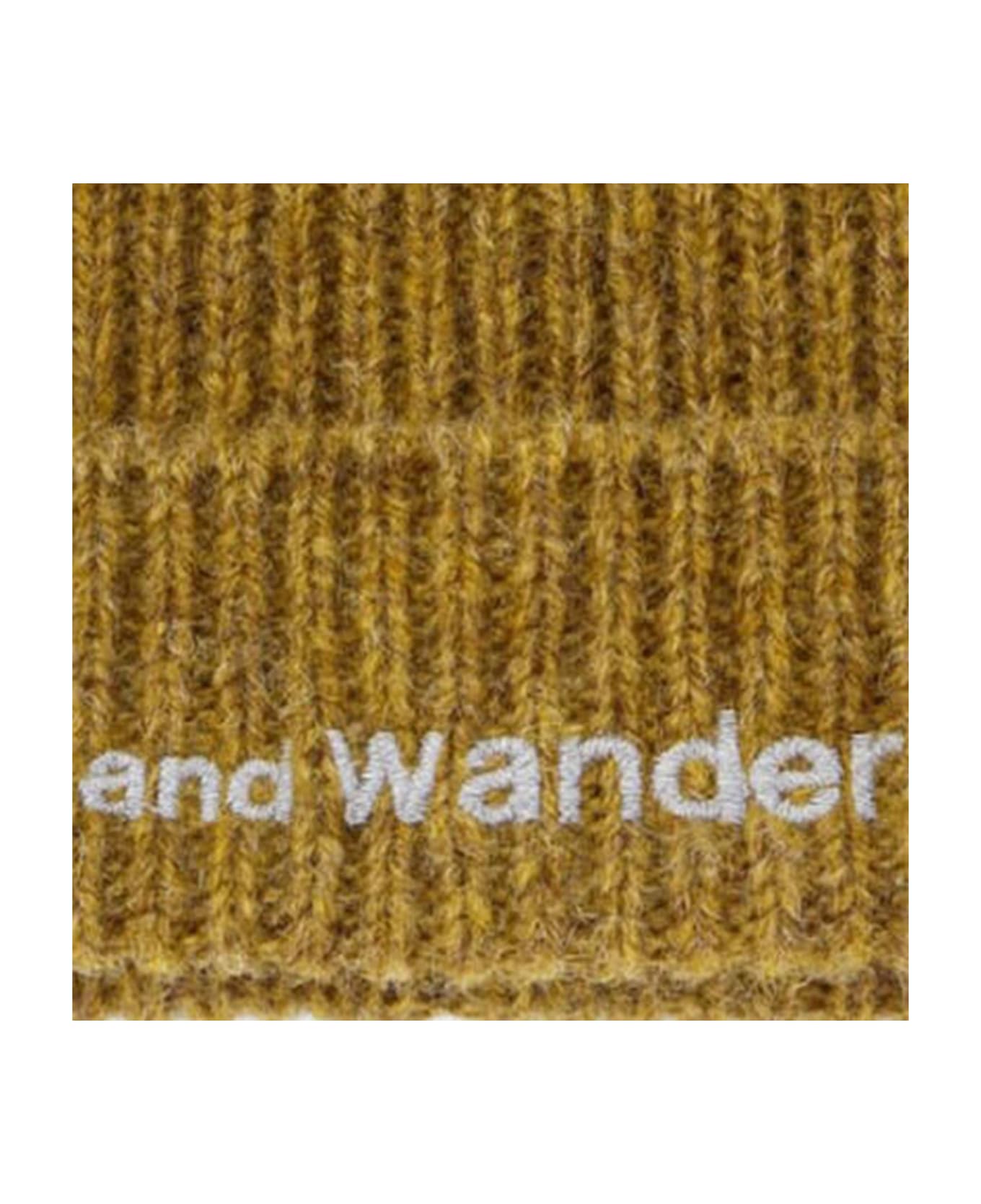 And Wander Wool Beanie With Logo - Beige