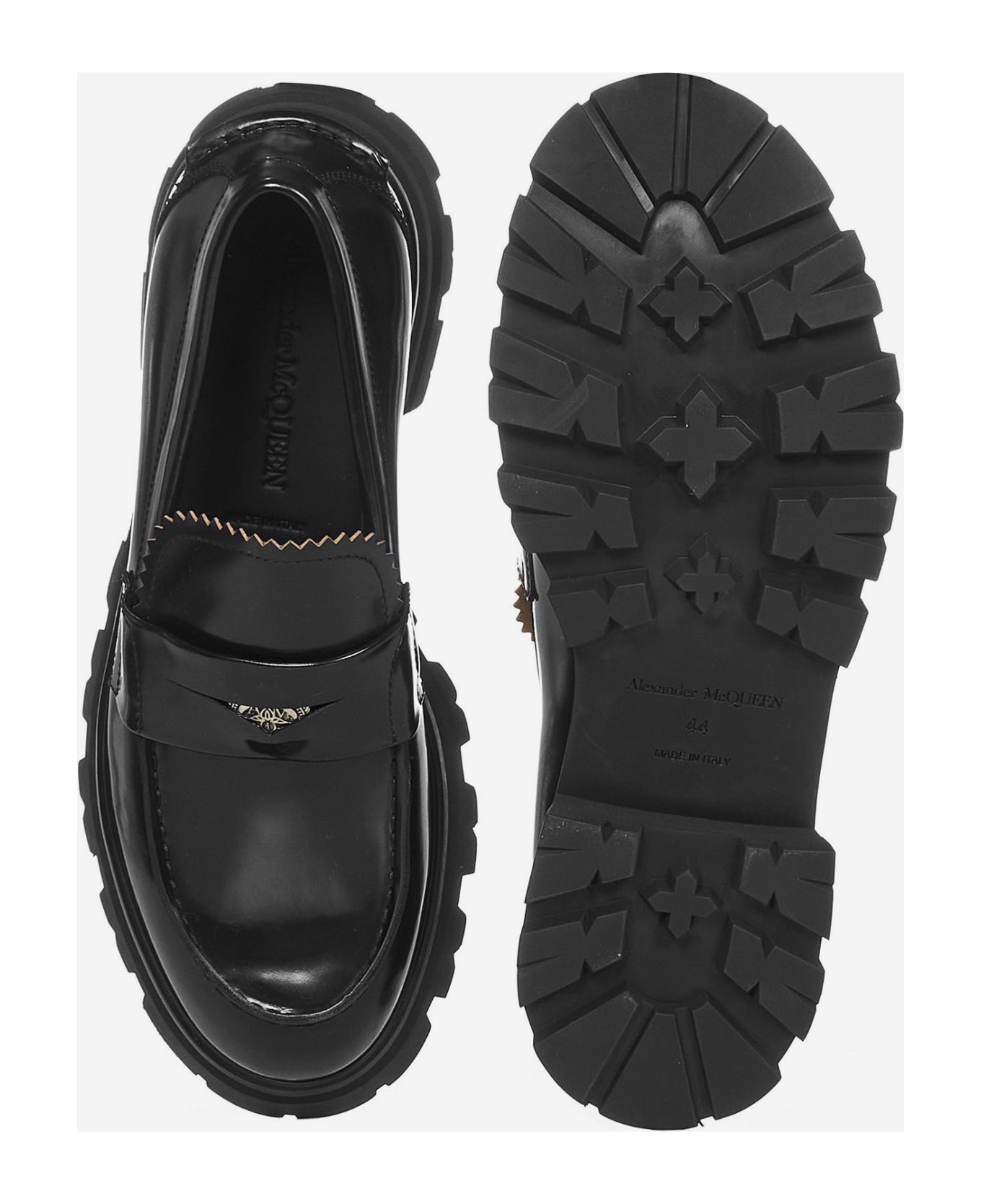 Alexander McQueen Leather Loafers With Metal Detail - Black Silver ローファー＆デッキシューズ