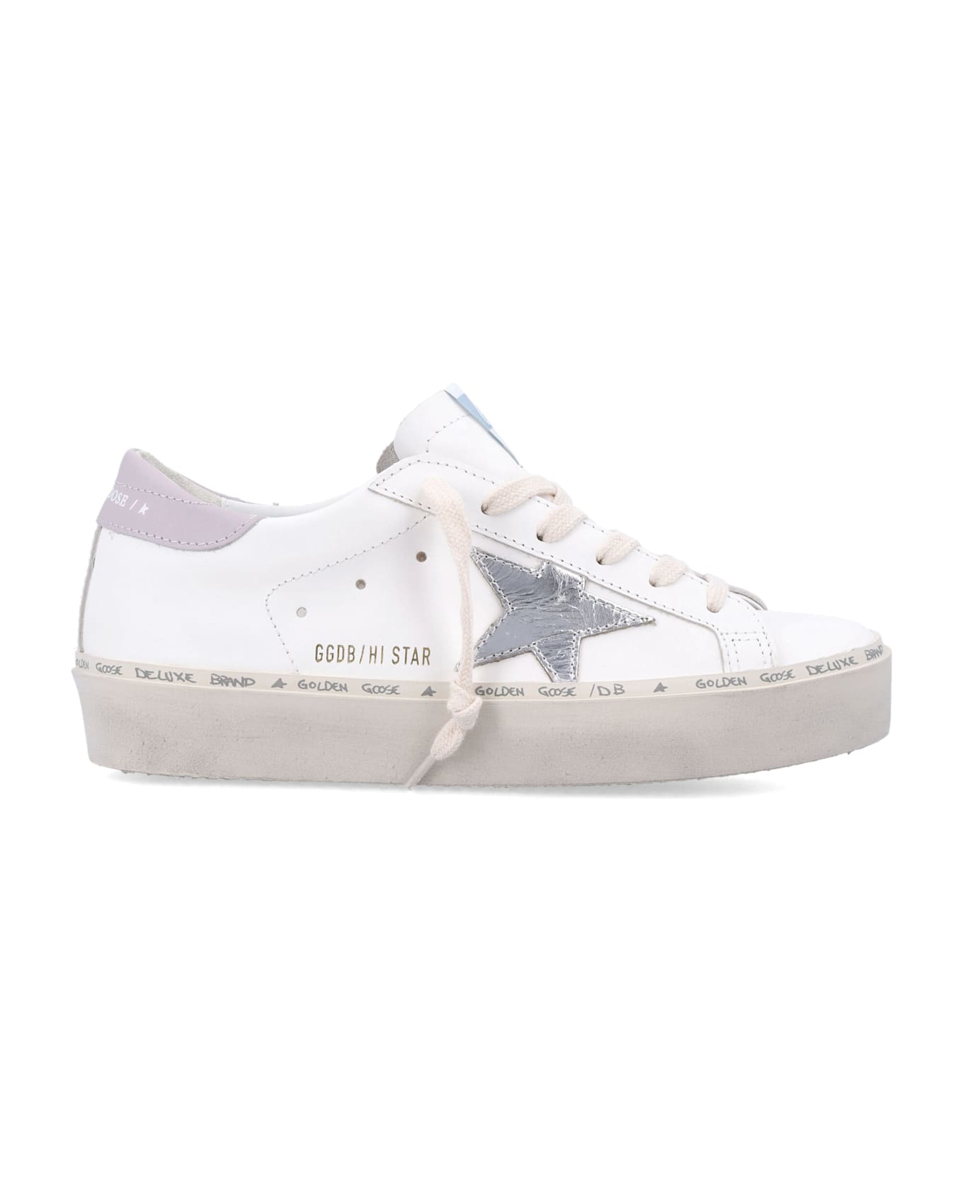 Golden Goose Hi-star Woman
s Sneakers - WHITE SILVER LILLAC