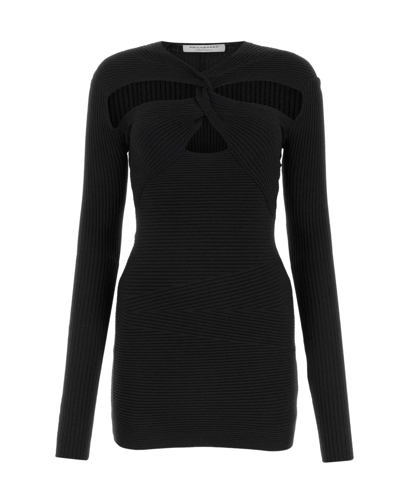 Philosophy di Lorenzo Serafini Black Viscose Blend Mini Dress - 0555 ニットウェア