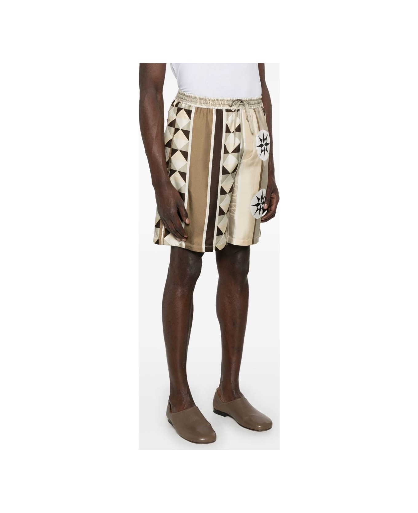 Loewe Printed Silk Shorts - Beige