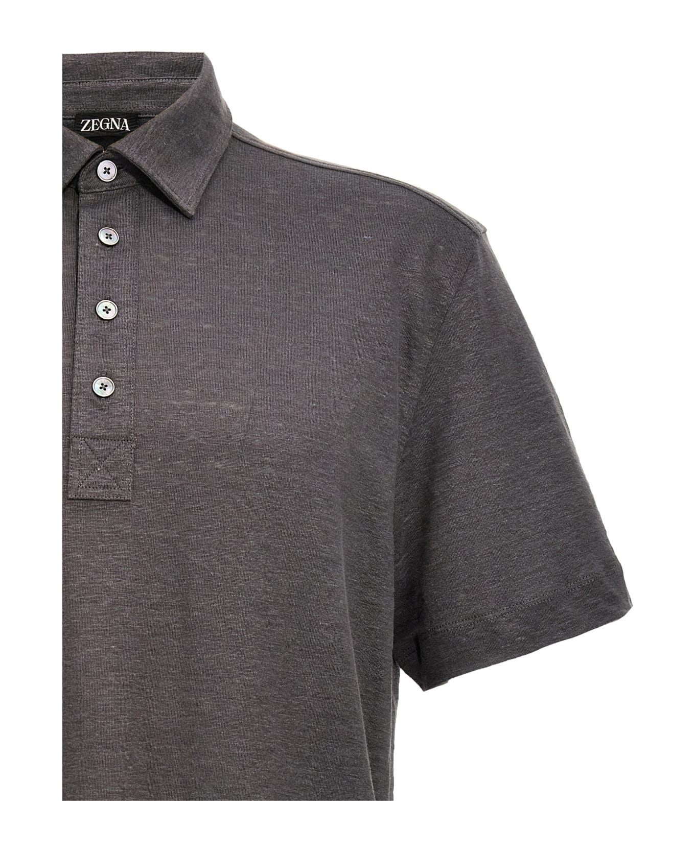 Zegna Linen Polo Shirt - Gray
