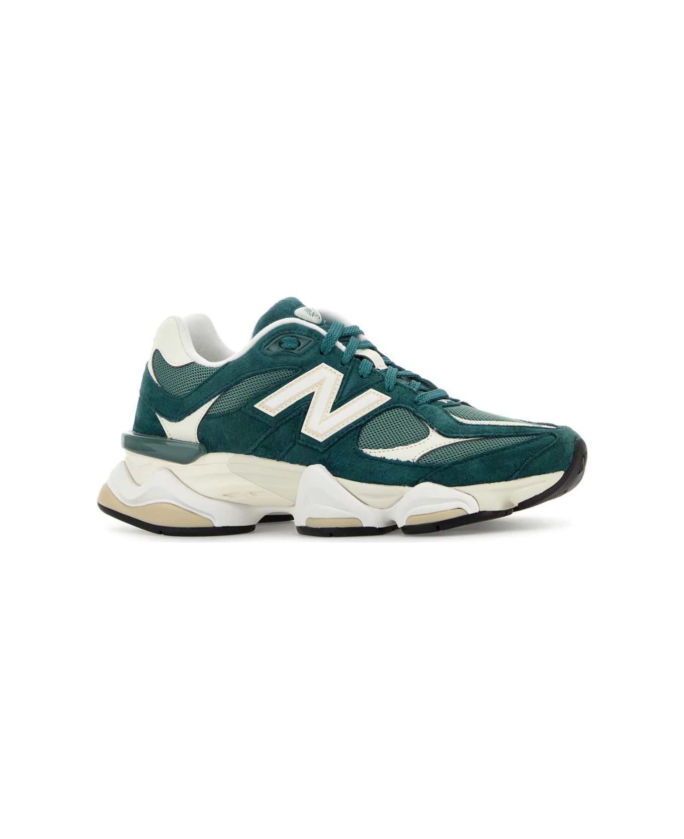 New Balance Two-tone Mesh And Suede 9060 Sneakers - GREENWHITE