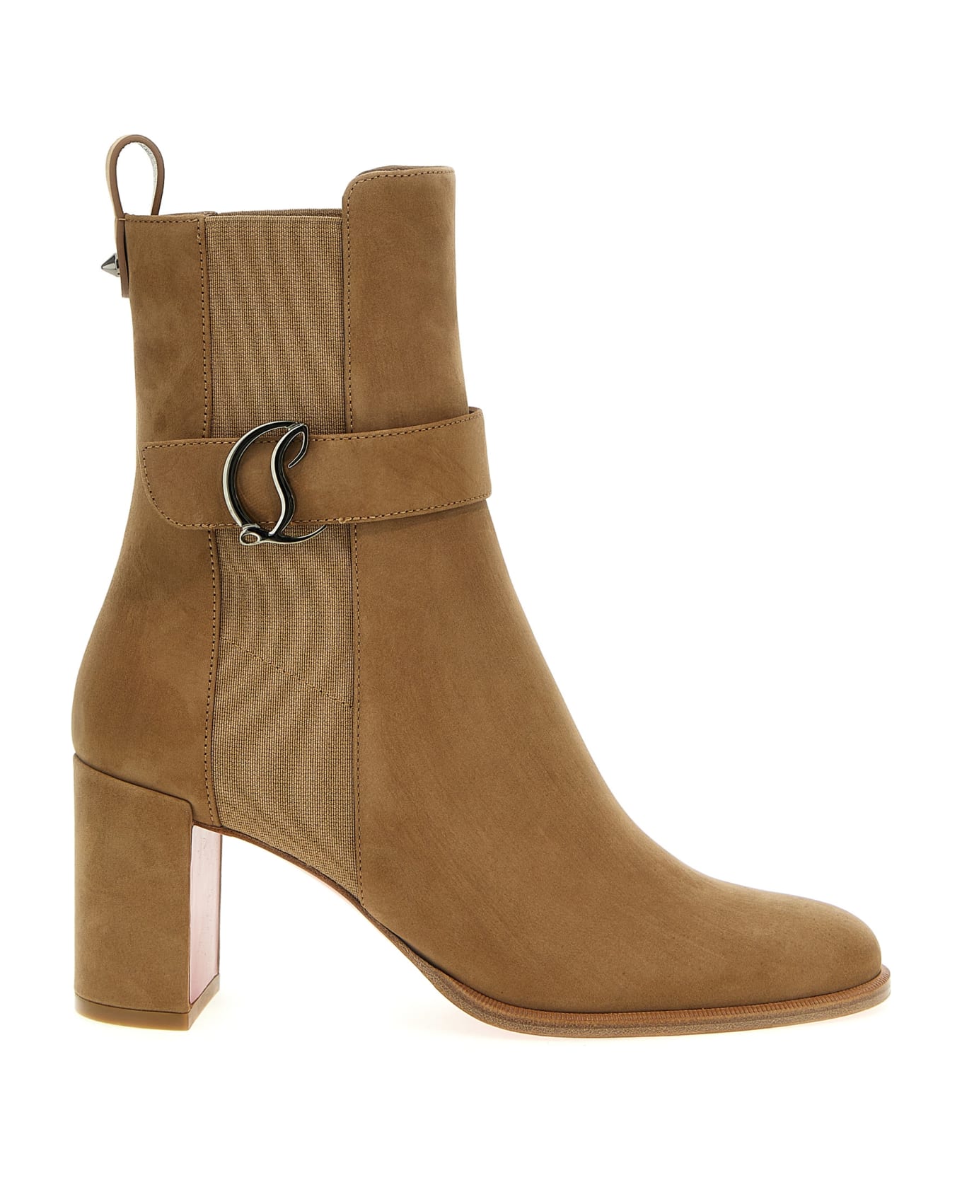 Christian Louboutin 'cl' Ankle Boots - Beige