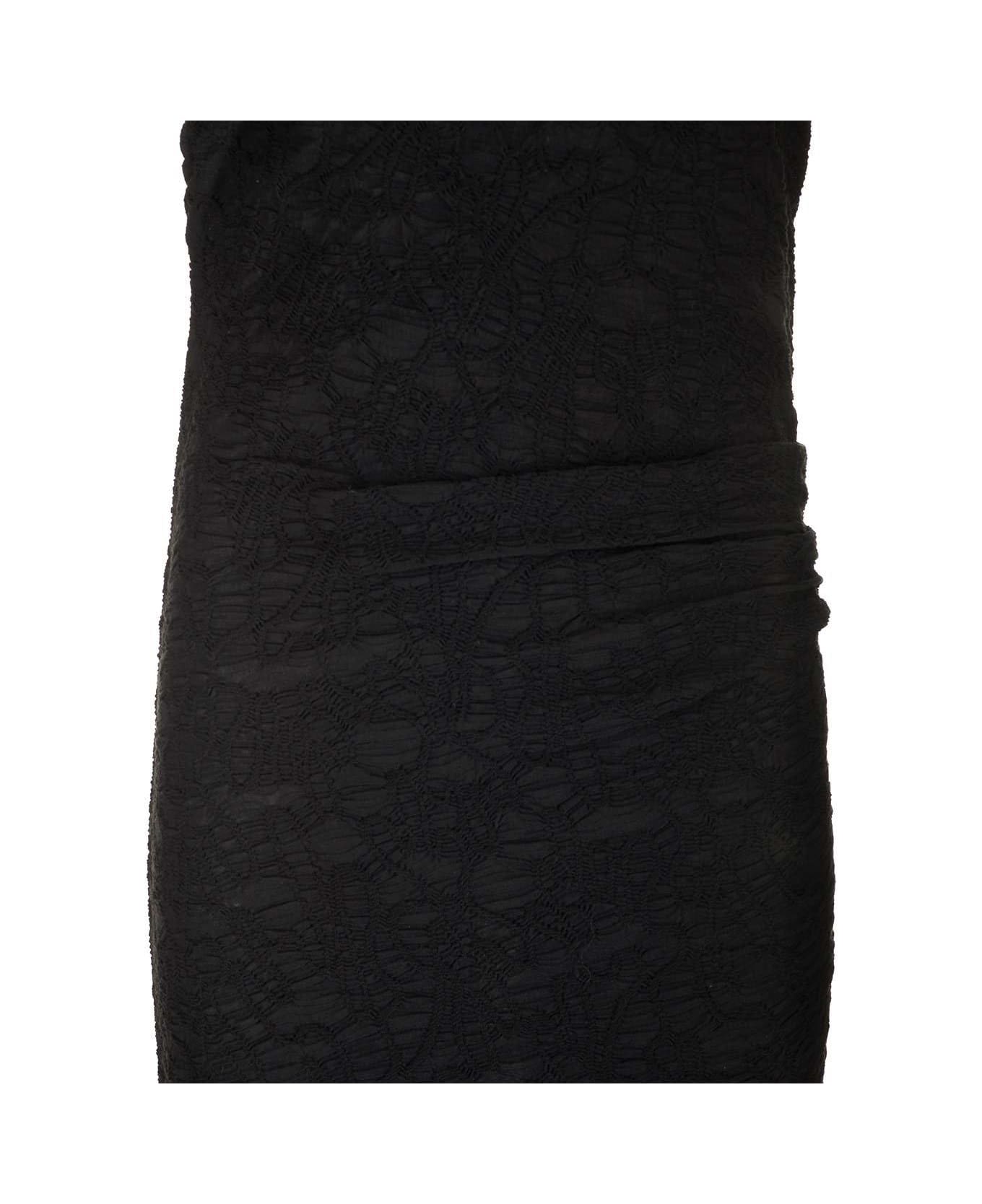 Isabel Marant Crinkled Asymmetric Midi Jersey Dress - Black
