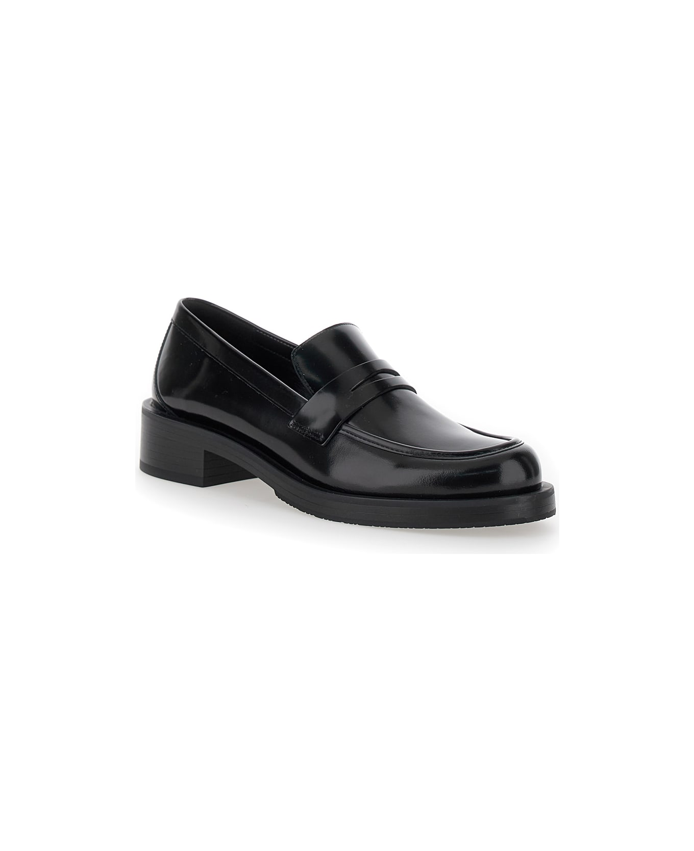 Stuart Weitzman 'palmer' Black Slip-on Loafers In Patent Leather Woman - Black