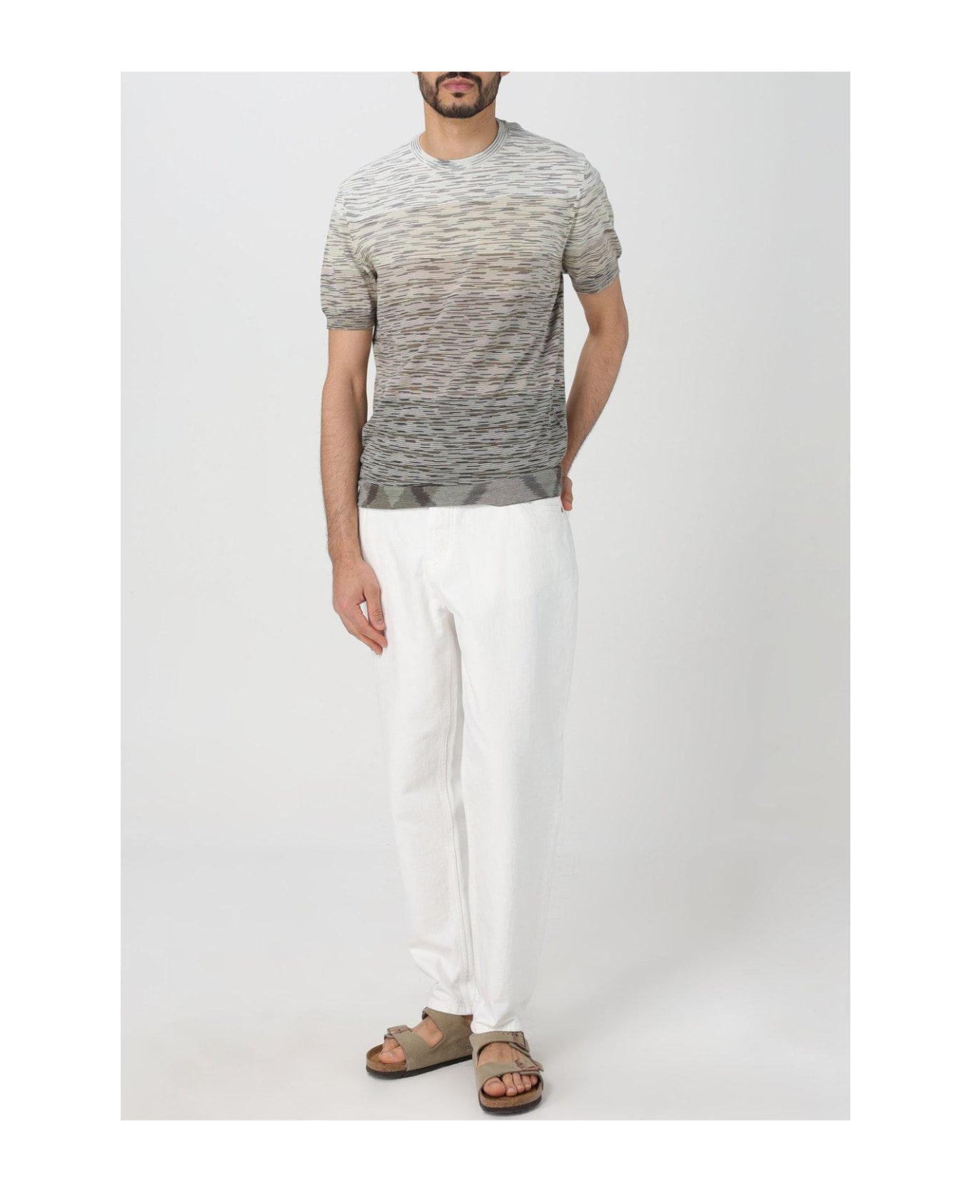 Missoni Striped Crewneck T-shirt - Beige