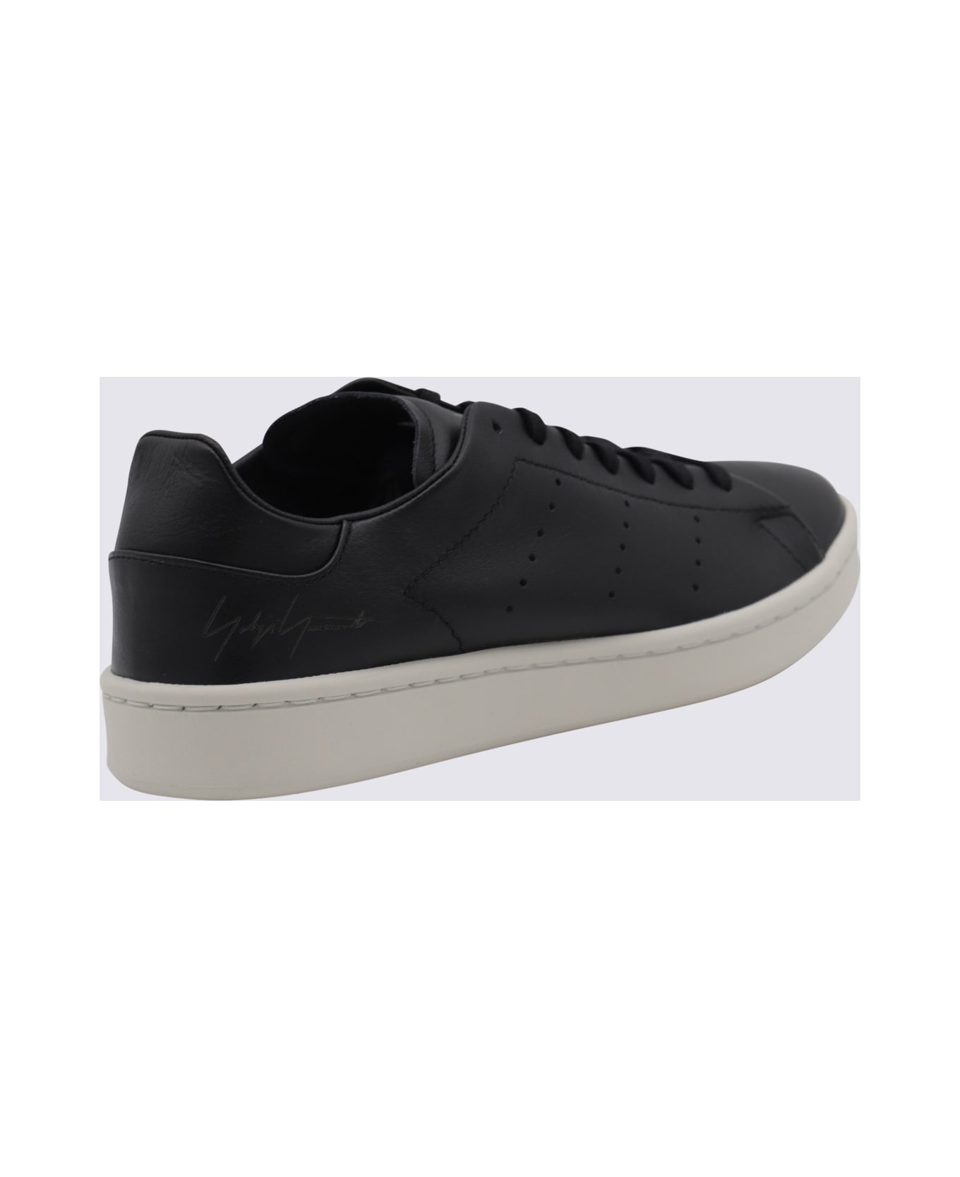 Y-3 Black Leather Sneakers - Black