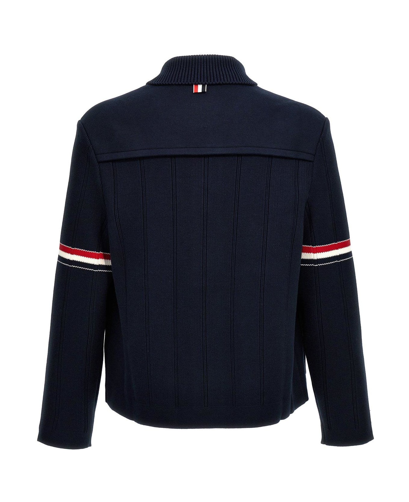 Thom Browne Rwb Striped Shirt Jacket - NAVY