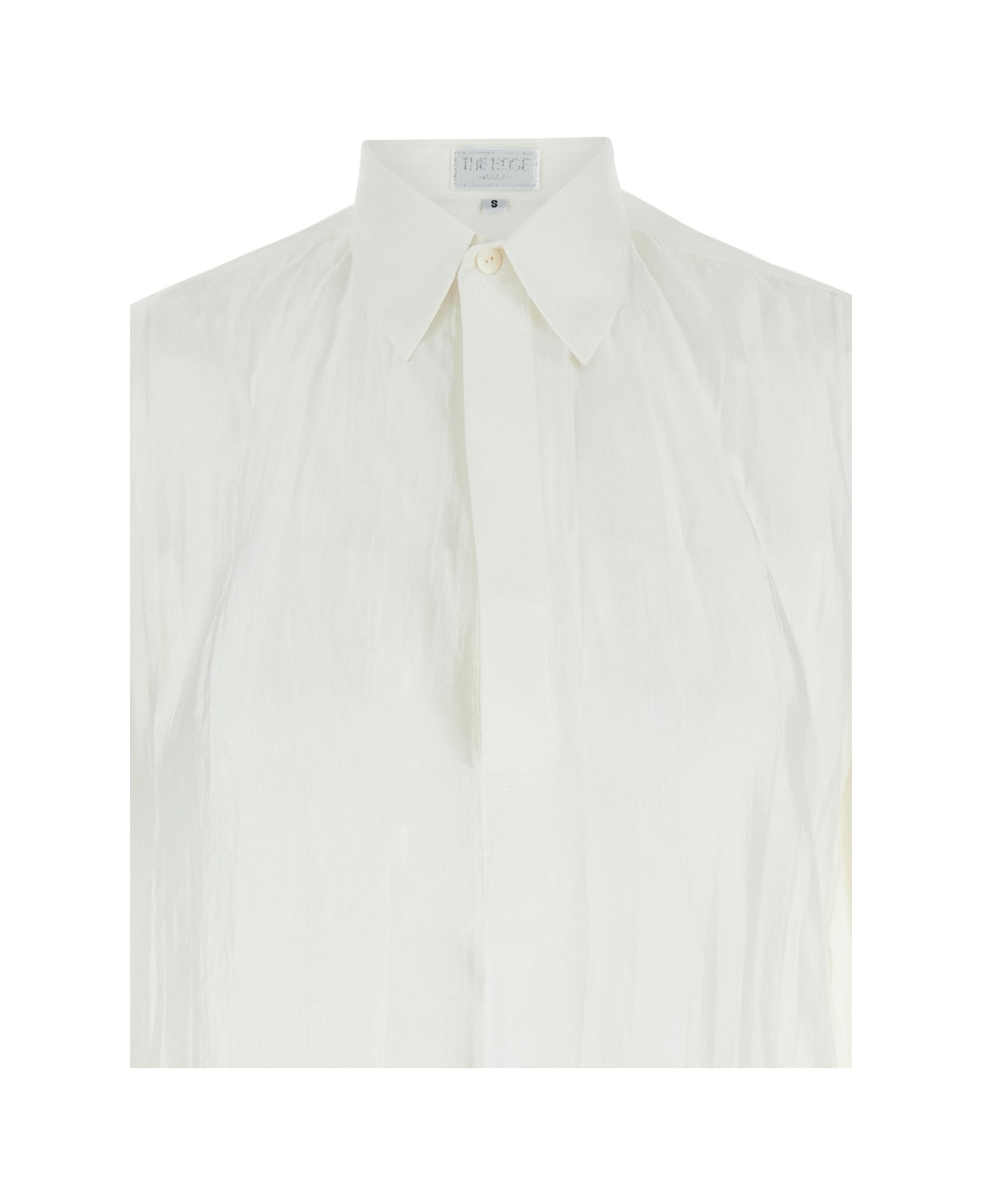 The Rose Ibiza White Maxi Shirt With Wrinkled Effect In Silk Woman - White ブラウス