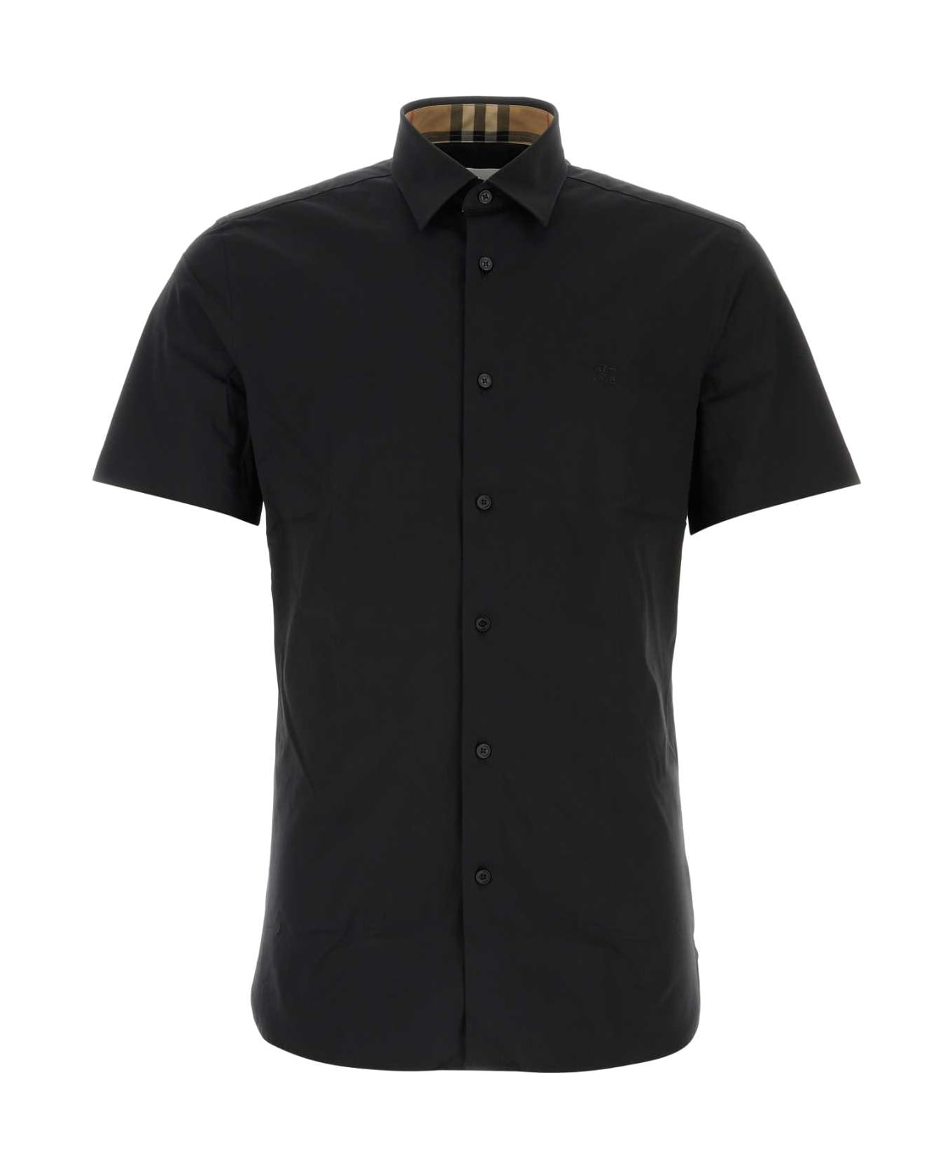 Burberry Black Stretch Poplin Shirt - BLACK