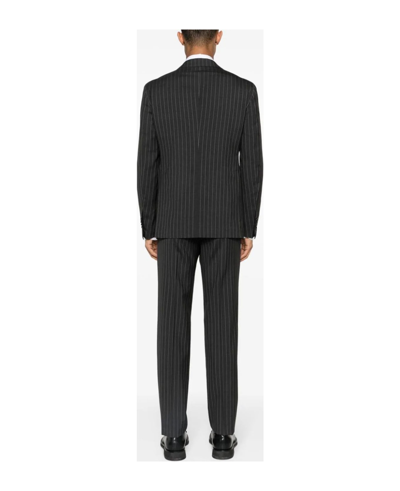 Tagliatore Charcoal Grey Pinstriped Single-breasted Wool Suit - Grey