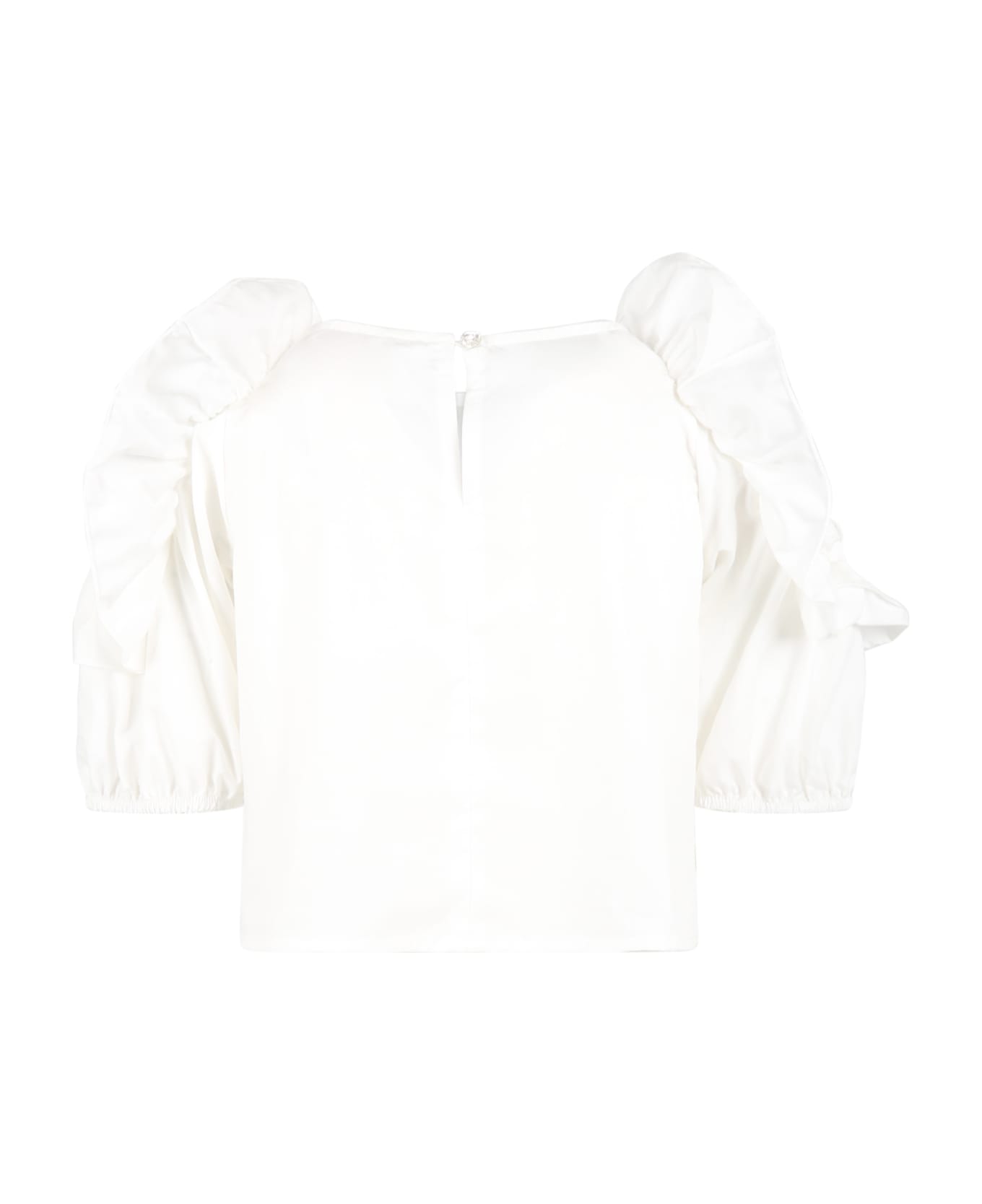 Monnalisa White T-shirt For Girl With Logo Patch - White