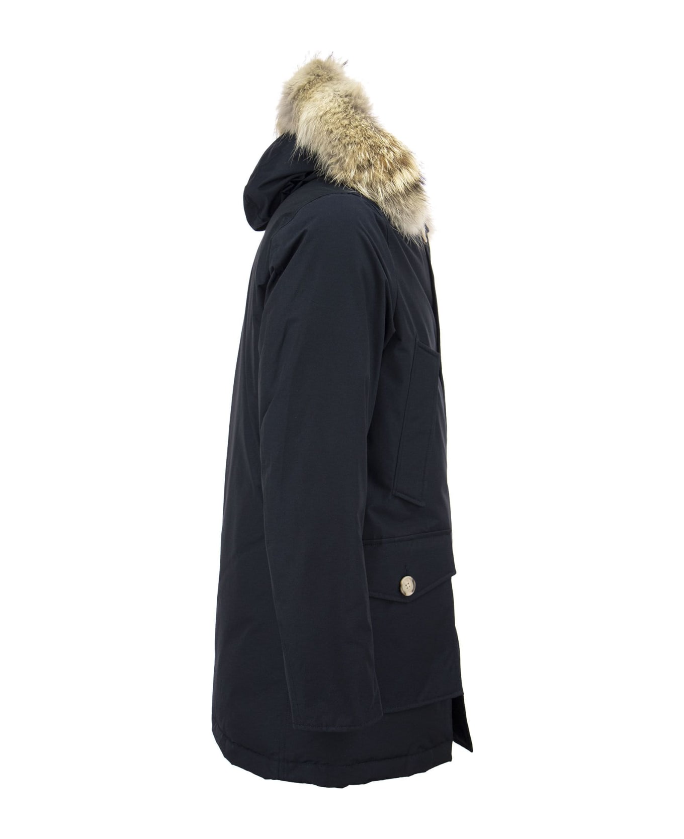 Woolrich Artic Df Parka With Coyote Fur Woolrich - Blue