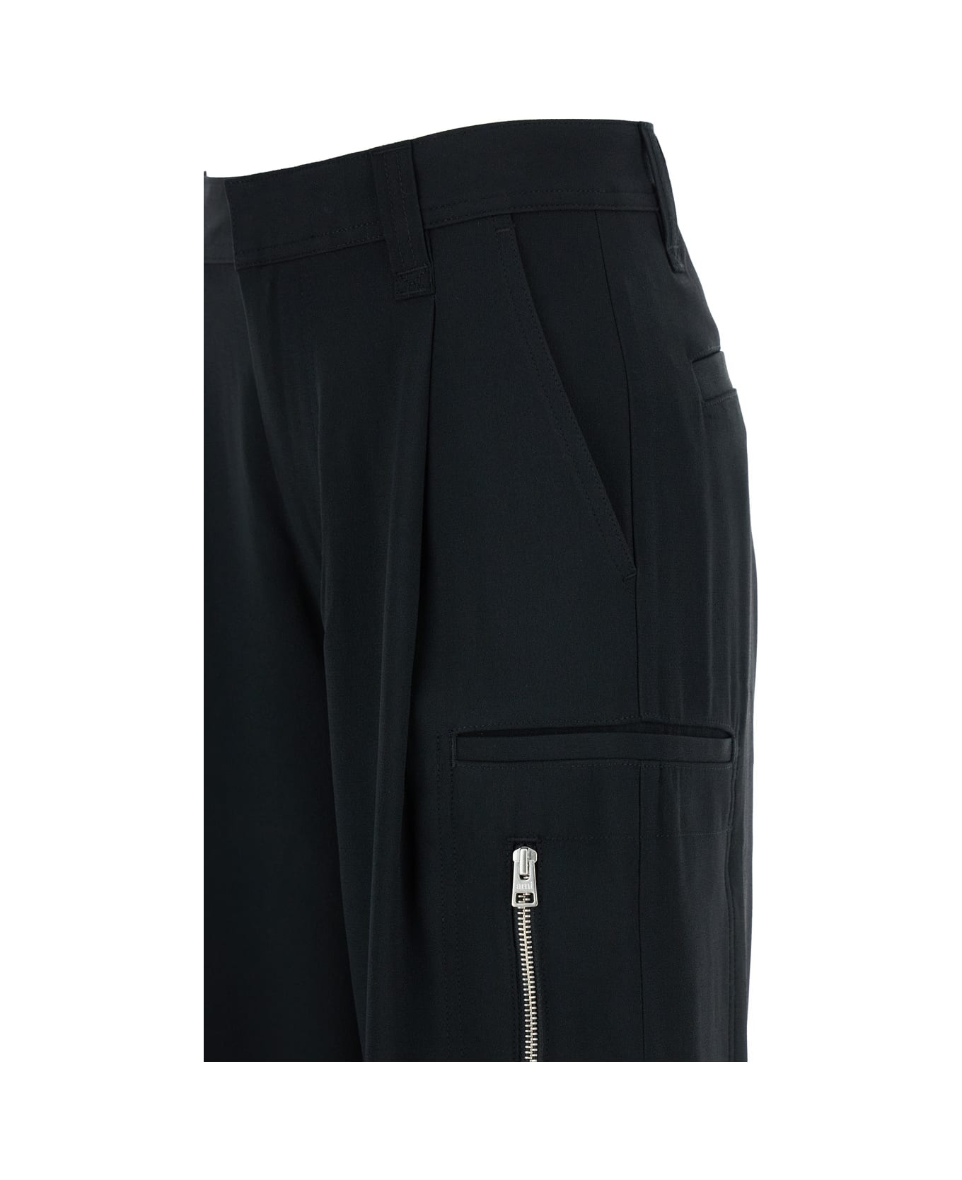 Ami Alexandre Mattiussi Black Cargo Pants In Viscose Blend Woman - Black