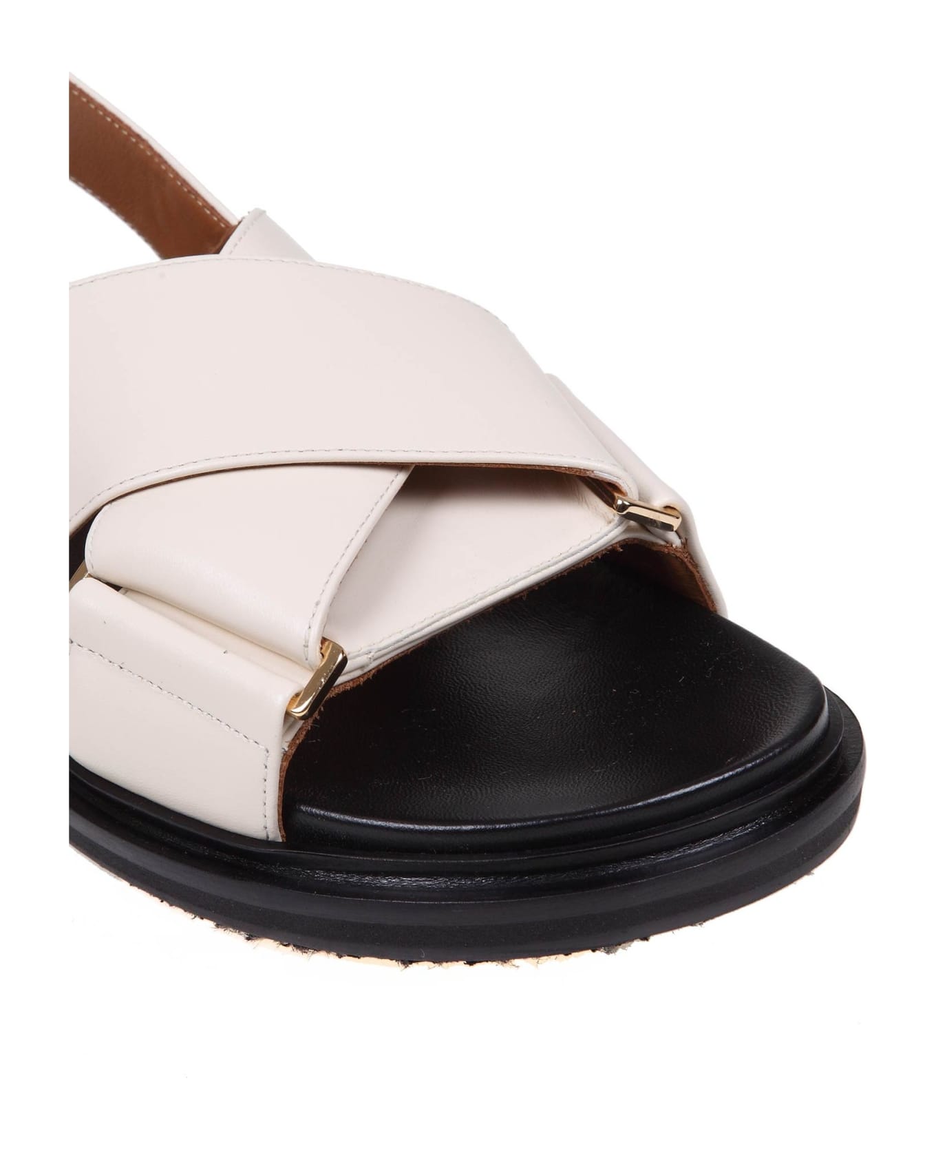 Marni Fussbett Sandal In White Leather - CREAM