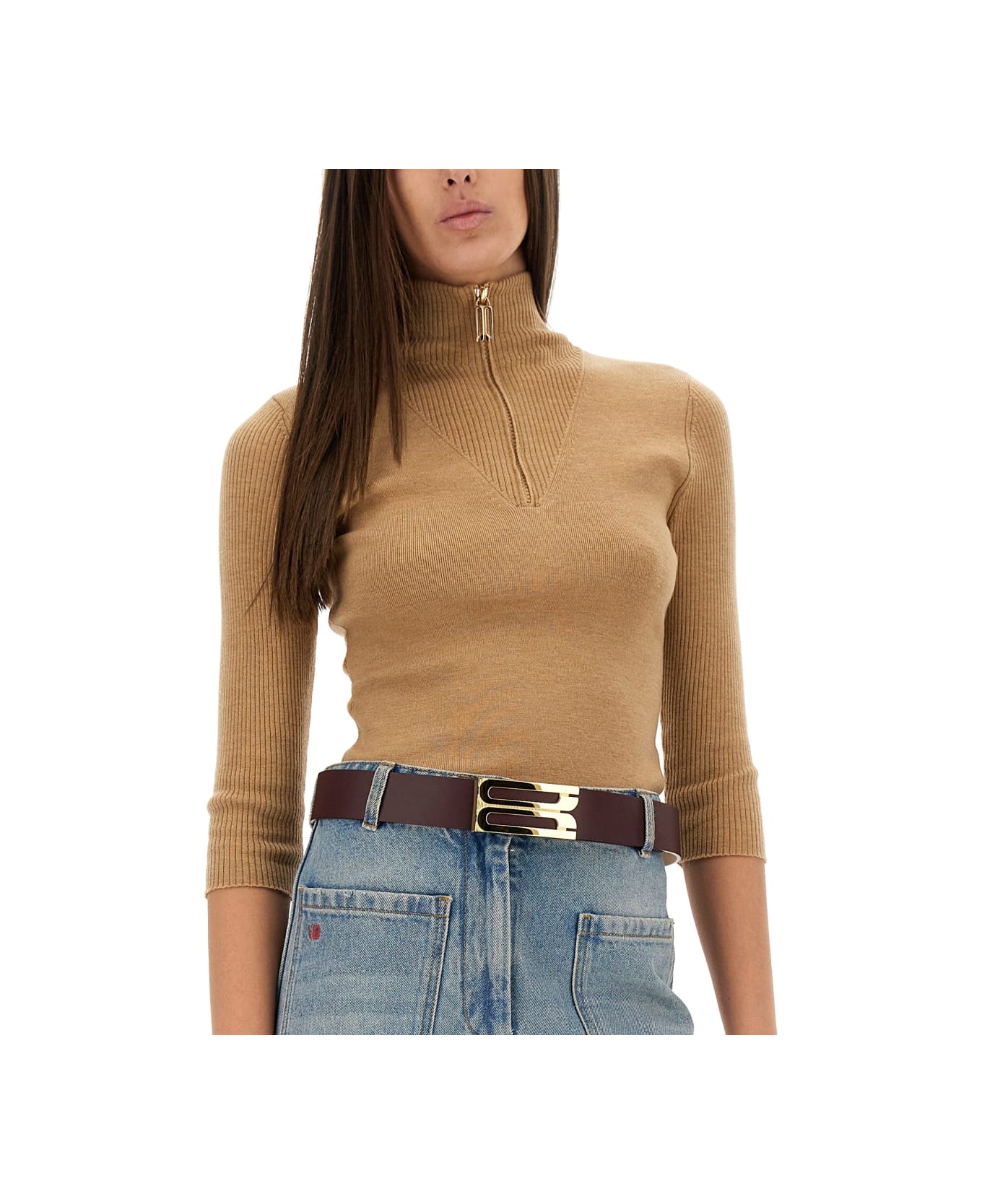 Victoria Beckham Shirt With Zip. - BEIGE