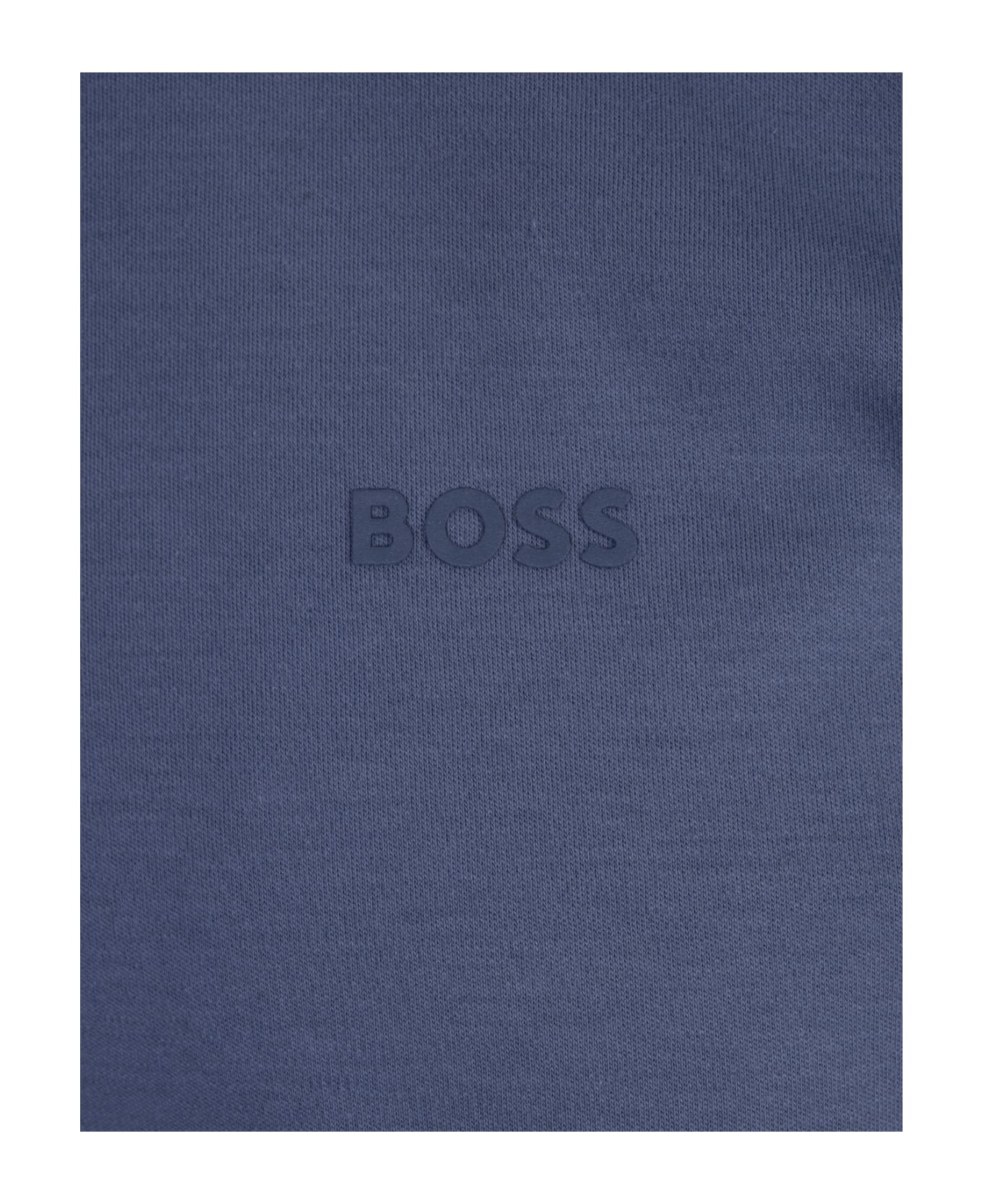 Hugo Boss Cerulean Blue Slim Fit Polo Shirt With Striped Collar - Blue
