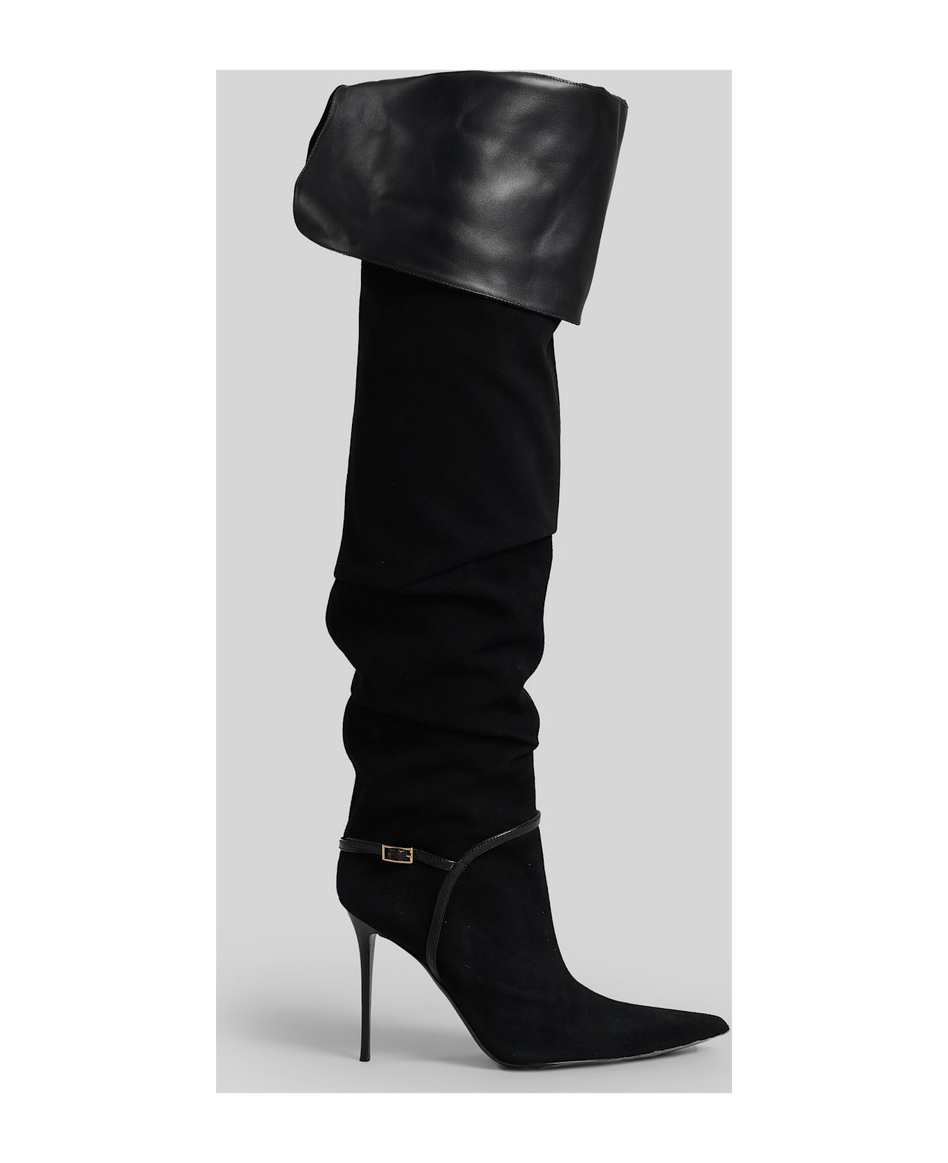 Giuseppe Zanotti Secret High Boot 105 High Heels Boots In Black Suede And Leather - black