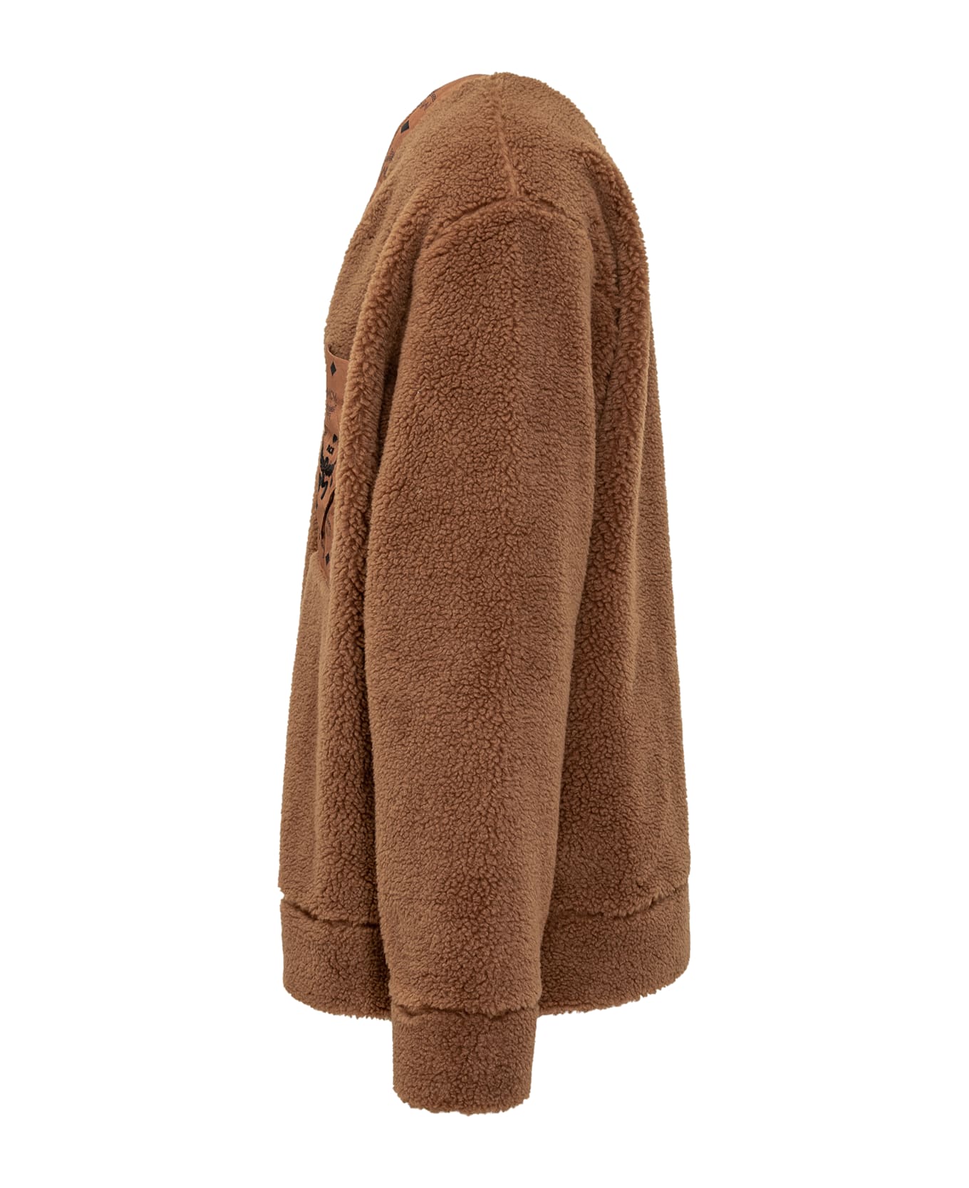 MCM Cardigan With Logo - COGNAC