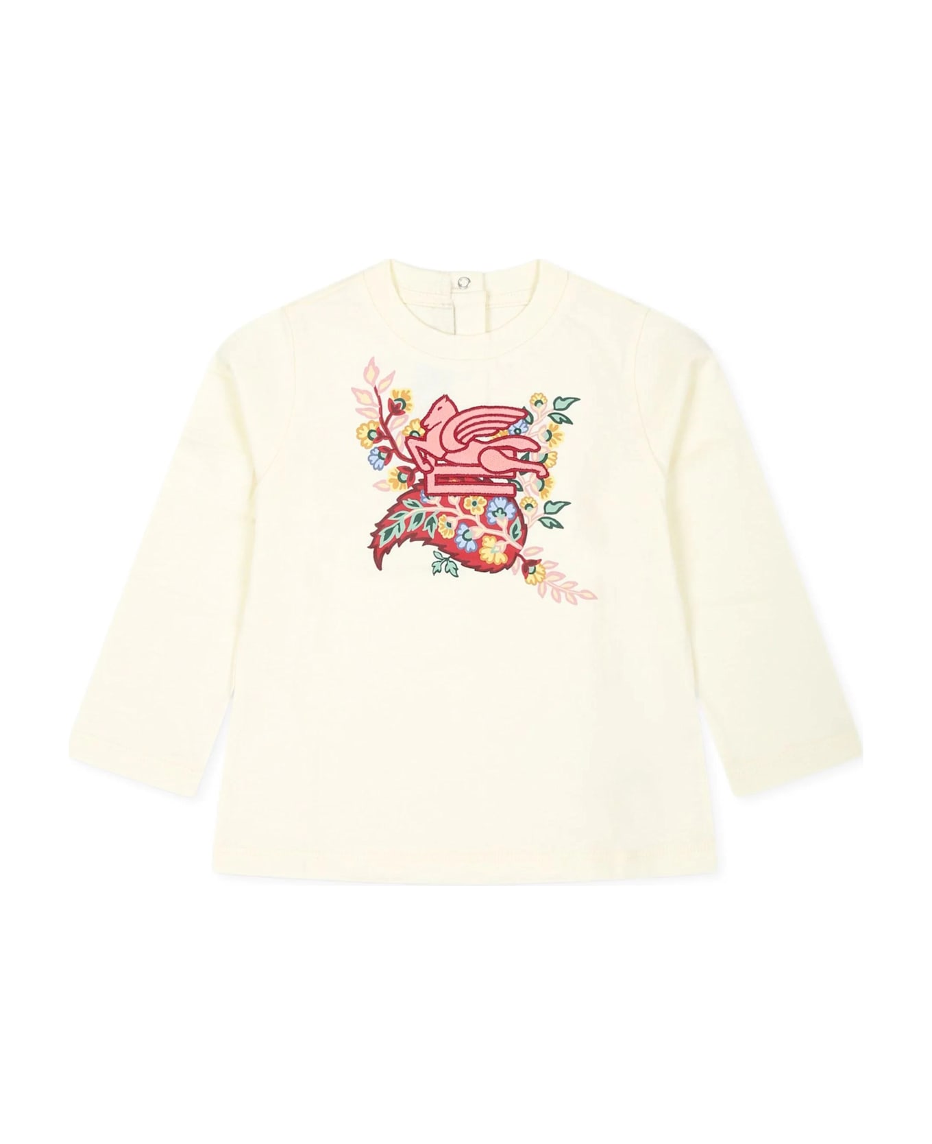 Etro Ivory T-shirt With Logo And Floral Paisley Print - White