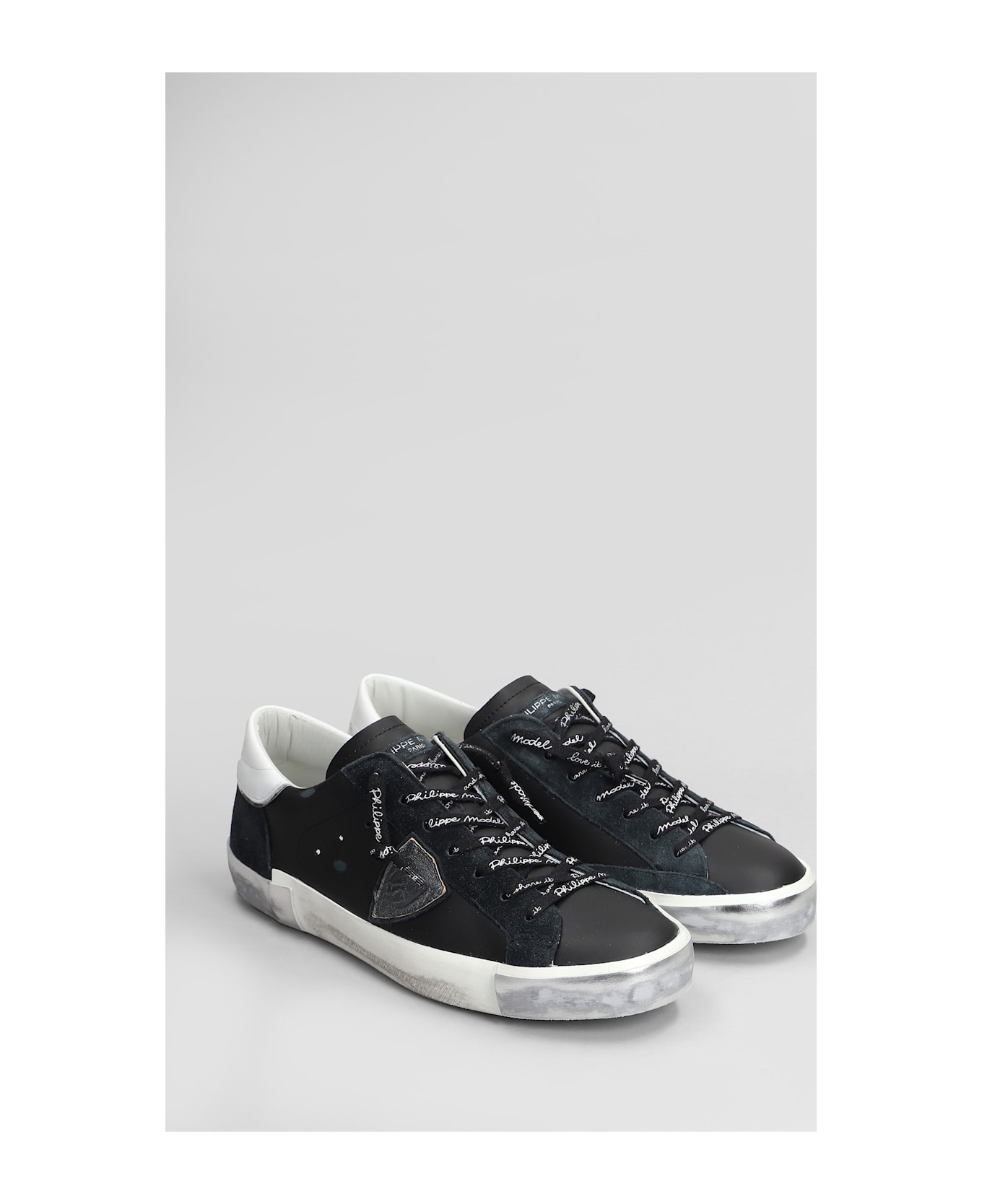 Philippe Model Prsx Low Sneakers In Black Leather - black