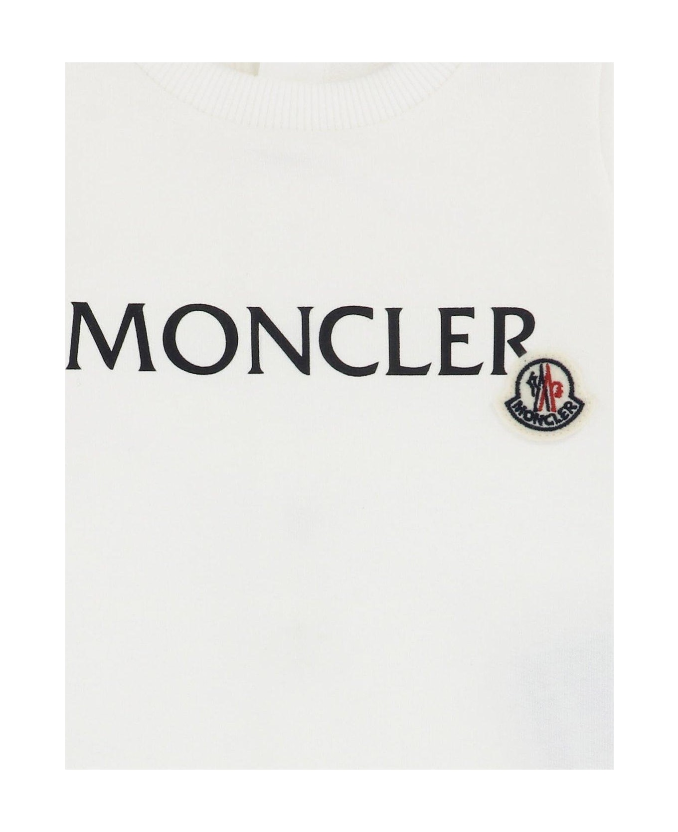 Moncler Logo-printed Long Sleeved Rompers - White