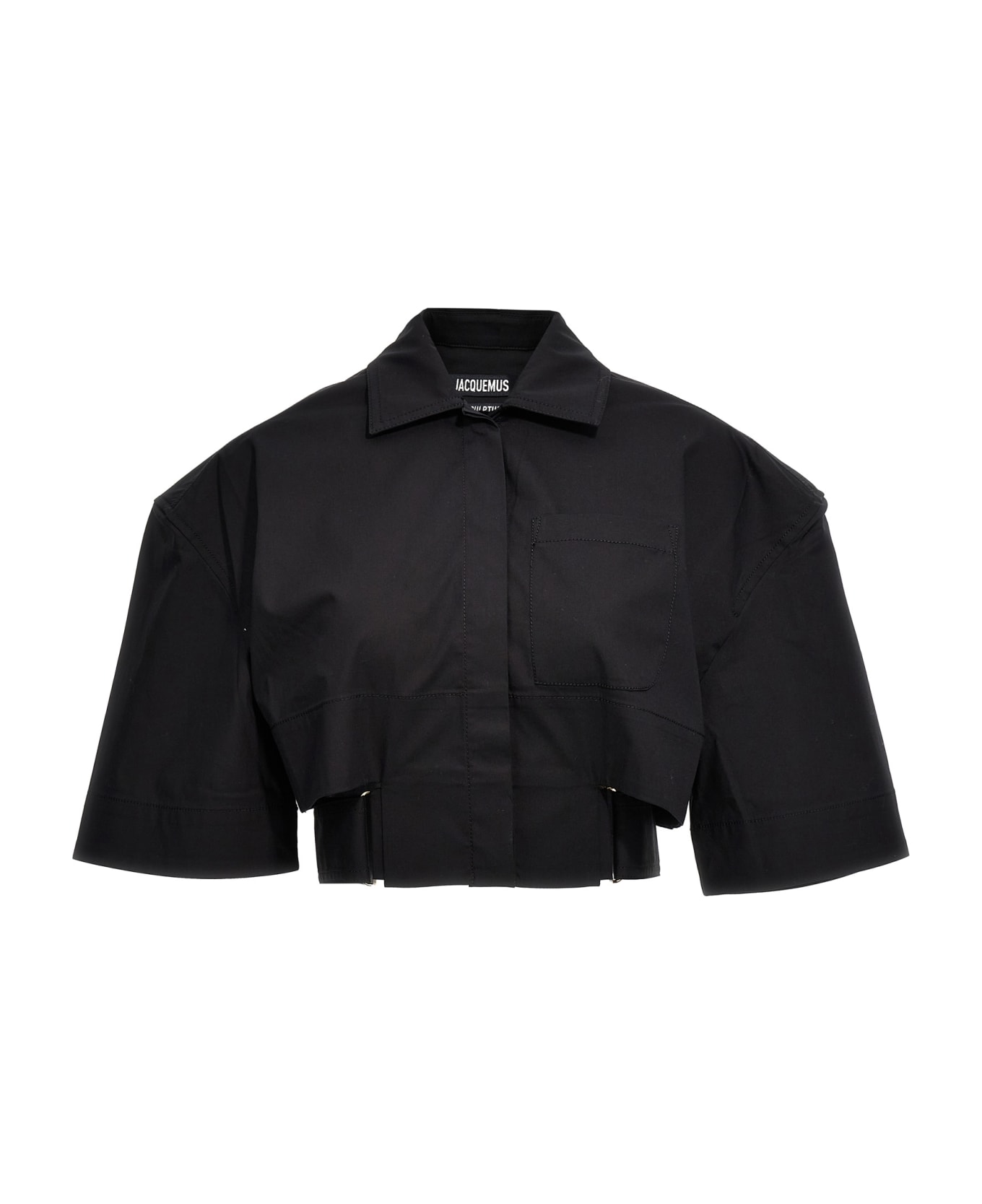 Jacquemus La Chemise Courte Bari Cropped Shirt - Black