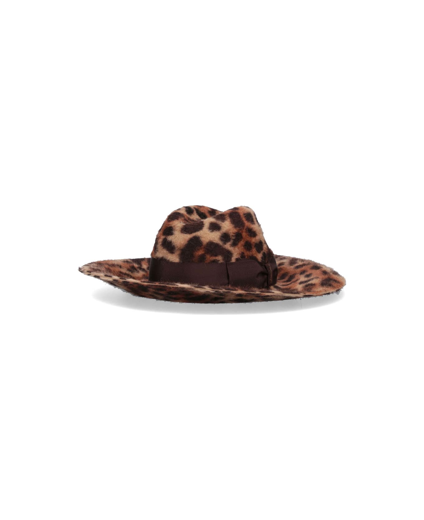 Borsalino Sophie Leopard Print Melusine Felt - LEOPARD PRINT BROWN