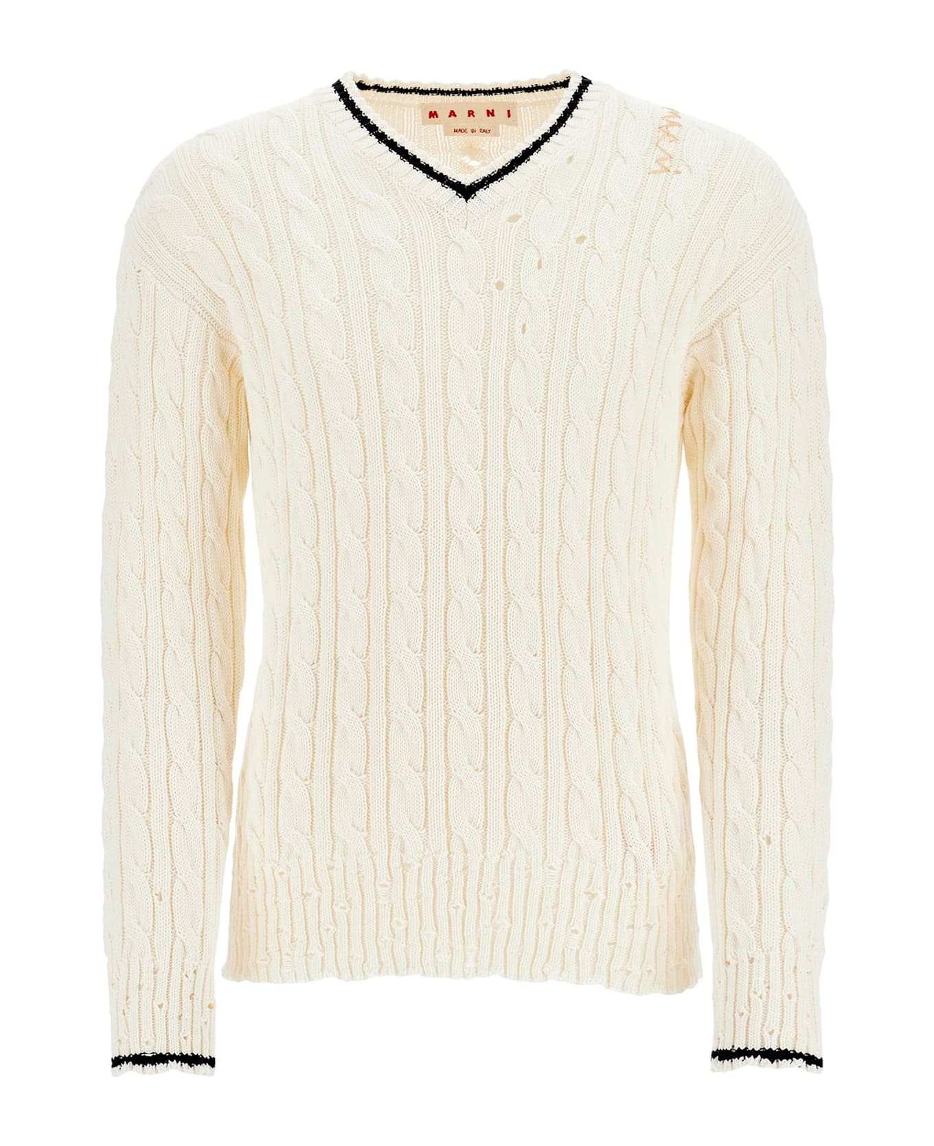 Marni V Neckline Sweater - NATURAL WHITE (White)