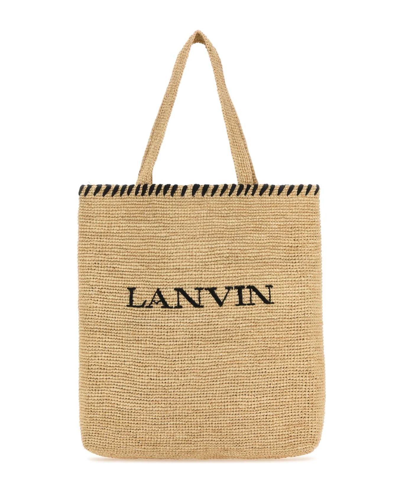 Lanvin Beige Raffia Shopping Bag - NATURALBLACK トートバッグ