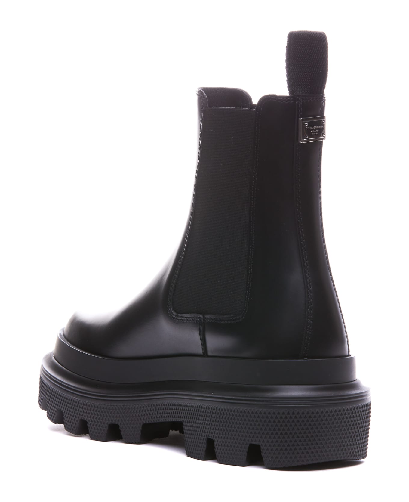 Dolce & Gabbana Leather Chelsea Boots - BLACK