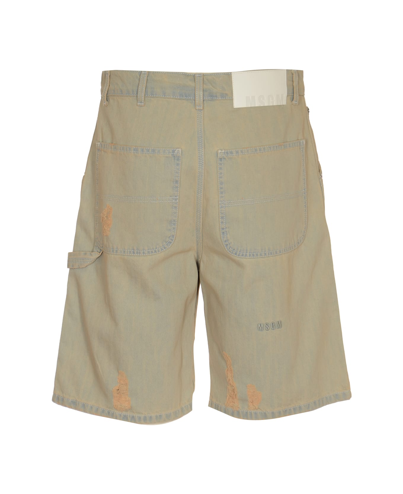 MSGM Paint Effect 5 Pockets Denim Shorts - Light Blue ショートパンツ