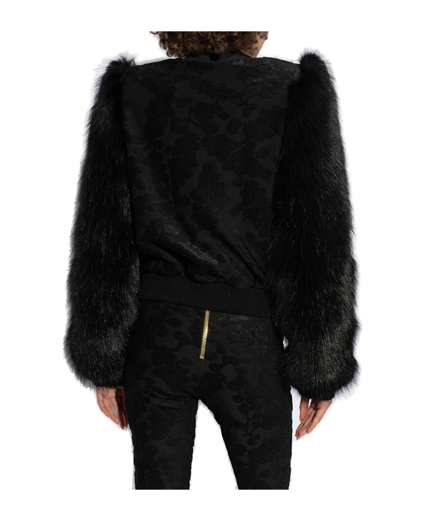 Balmain Buttoned Straight Hem Faux-fur Jacket - BLACK