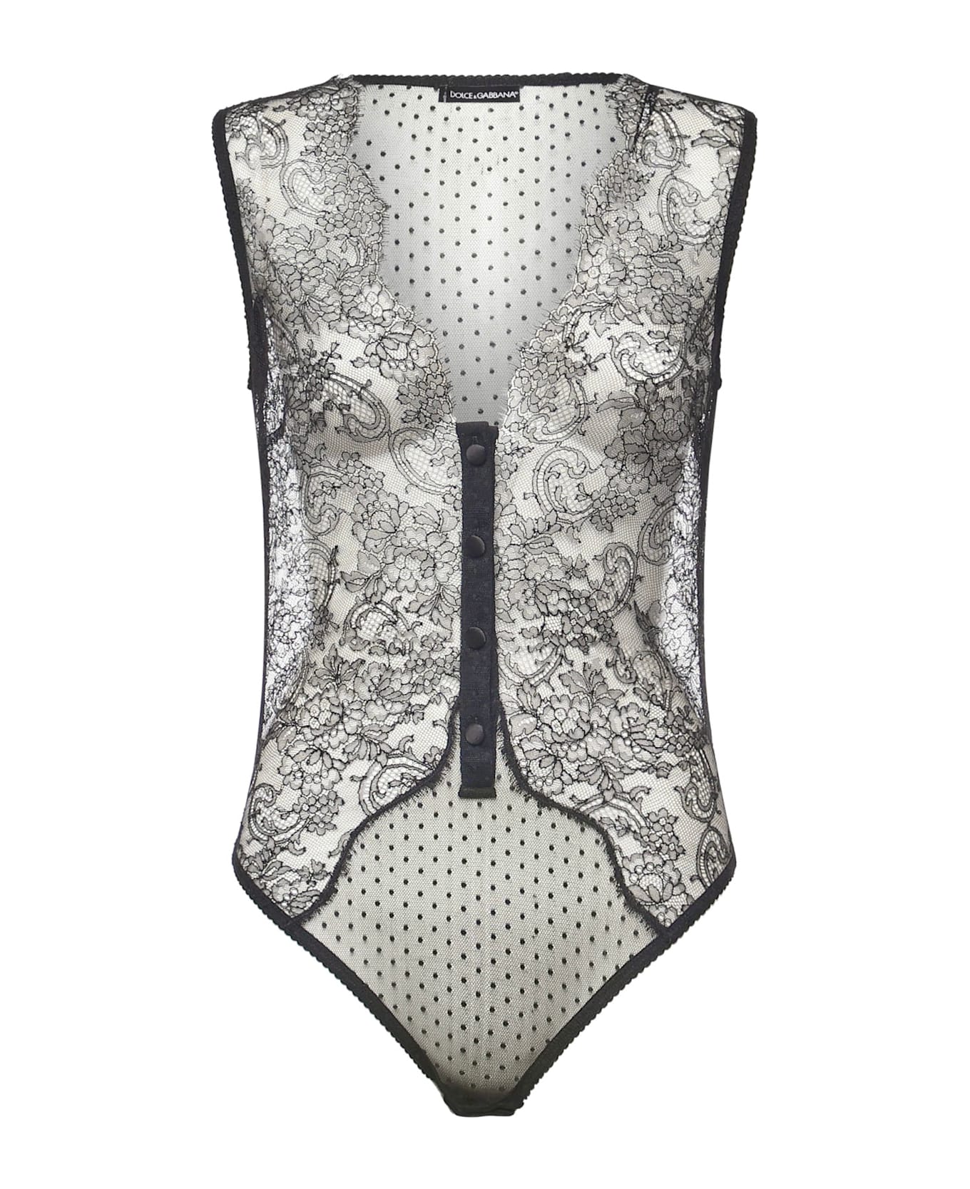 Dolce 
Gabbana Textured Plumetis Bodysuit - Black
