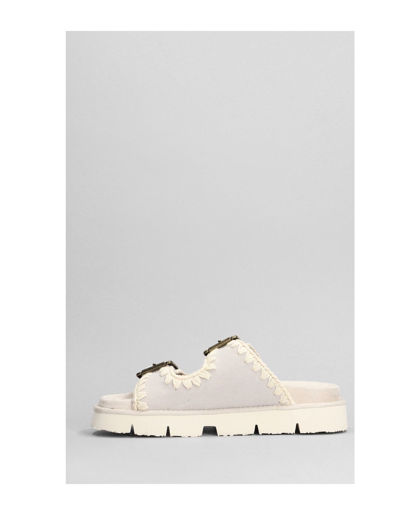 Mou New Bio Slipper-mule In Grey Suede - grey