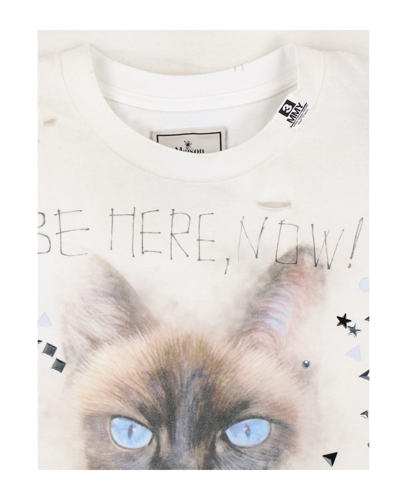 Mihara Yasuhiro 
cat
 Studs T-shirt - White