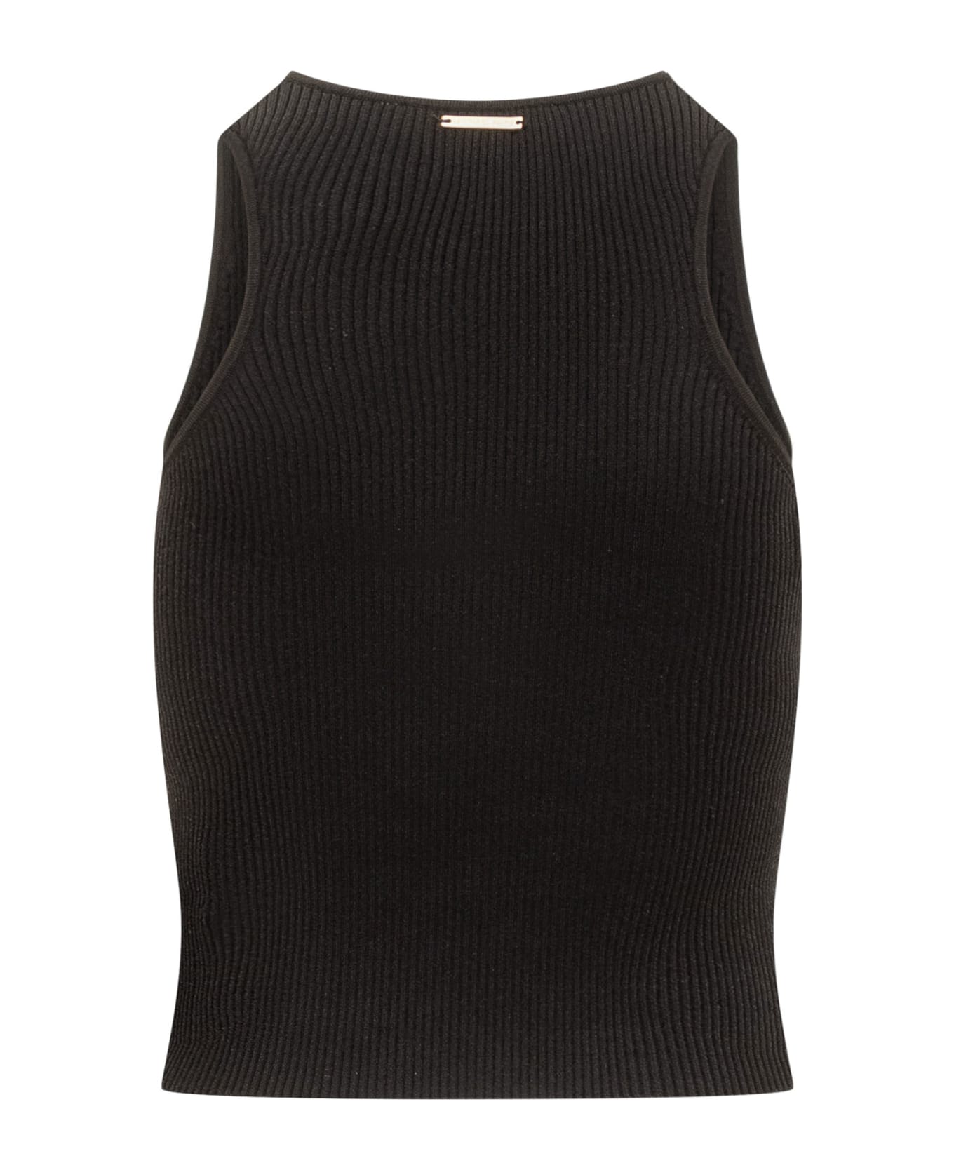 tiger patch cotton hoodie Sleeveless Top - BLACK