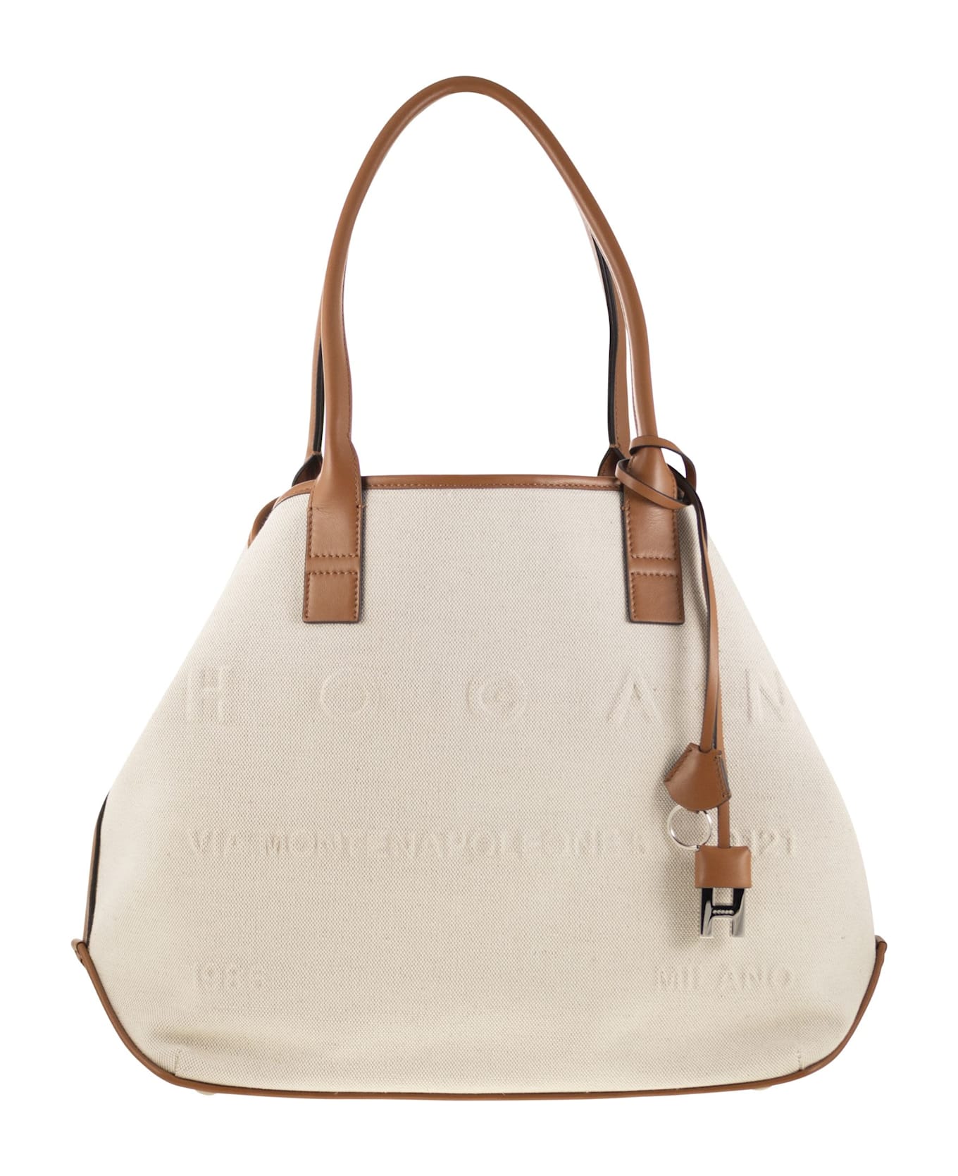 Hogan Medium Canvas Shopping Bag - Ivory