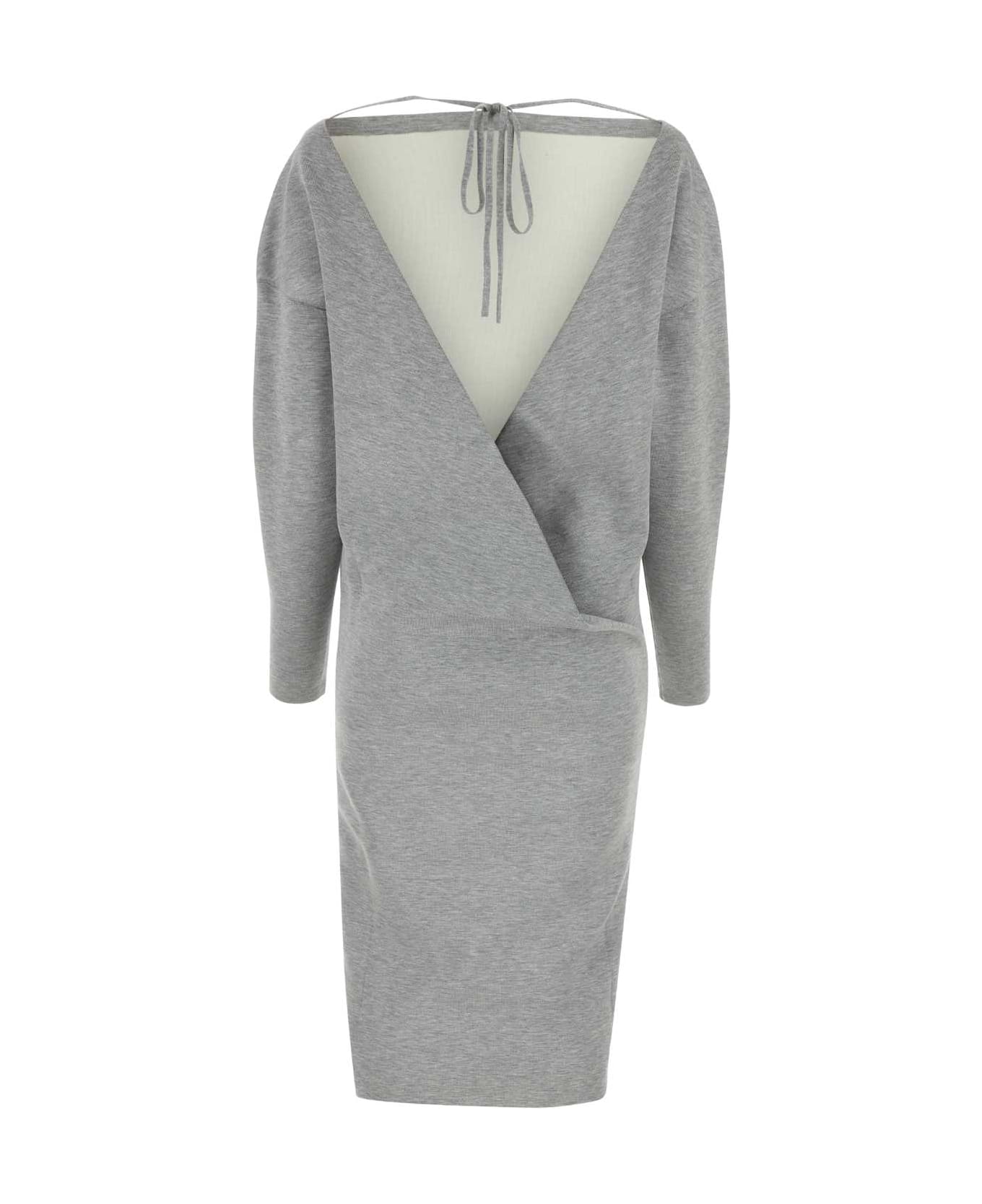 Gucci Grey Stretch Wool Blend Dress - LIGHTGREYMELANGE