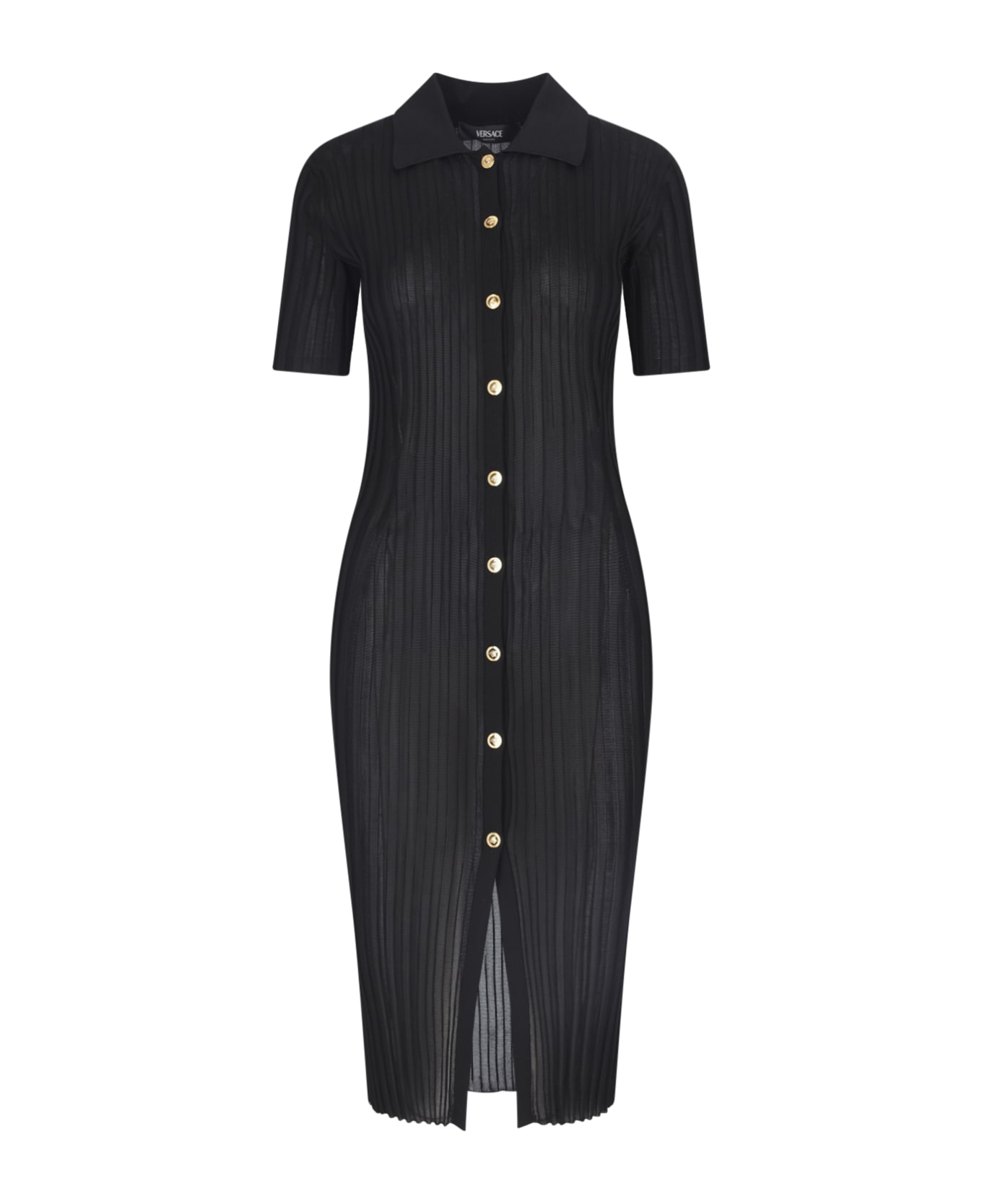 Versace Pleated Midi Dress - Nero